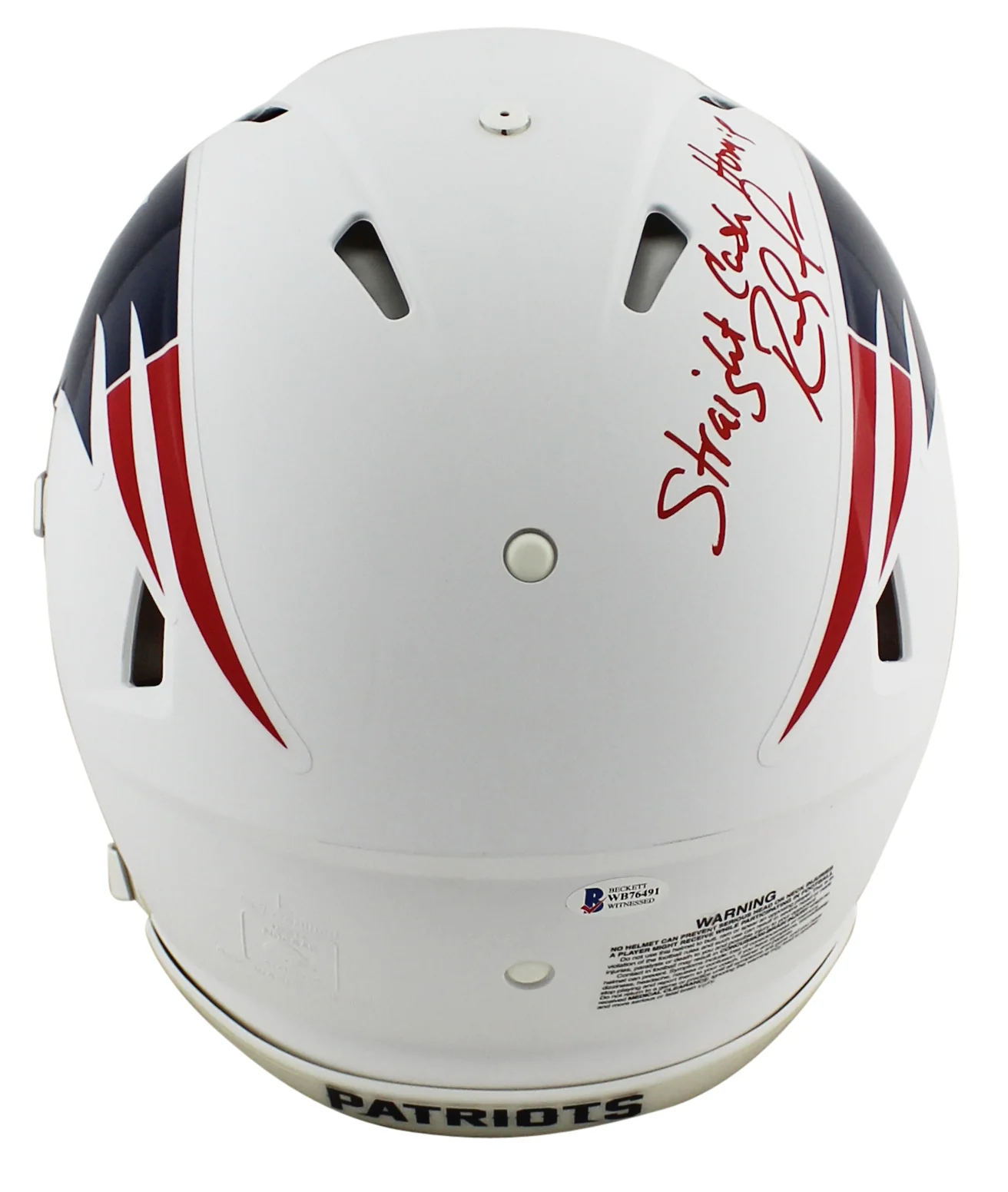 Patriots Randy Moss "SCH" Signed Flat White Proline F/S Speed Helmet BAS Witness - Image 3