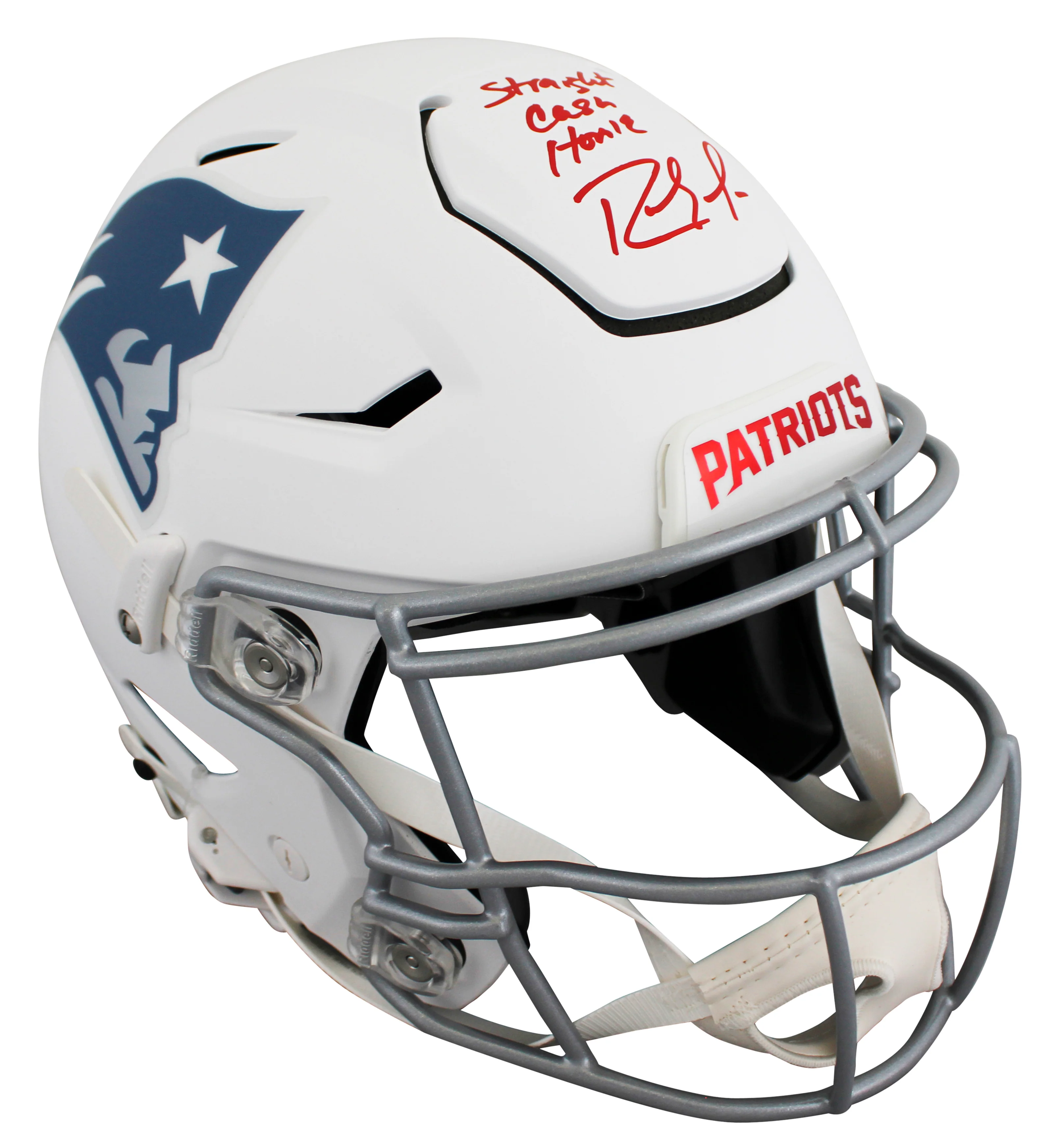 Patriots Randy Moss "SCH" Signed Rivalries Speed Flex Full Size Helmet BAS Wit - Image 2