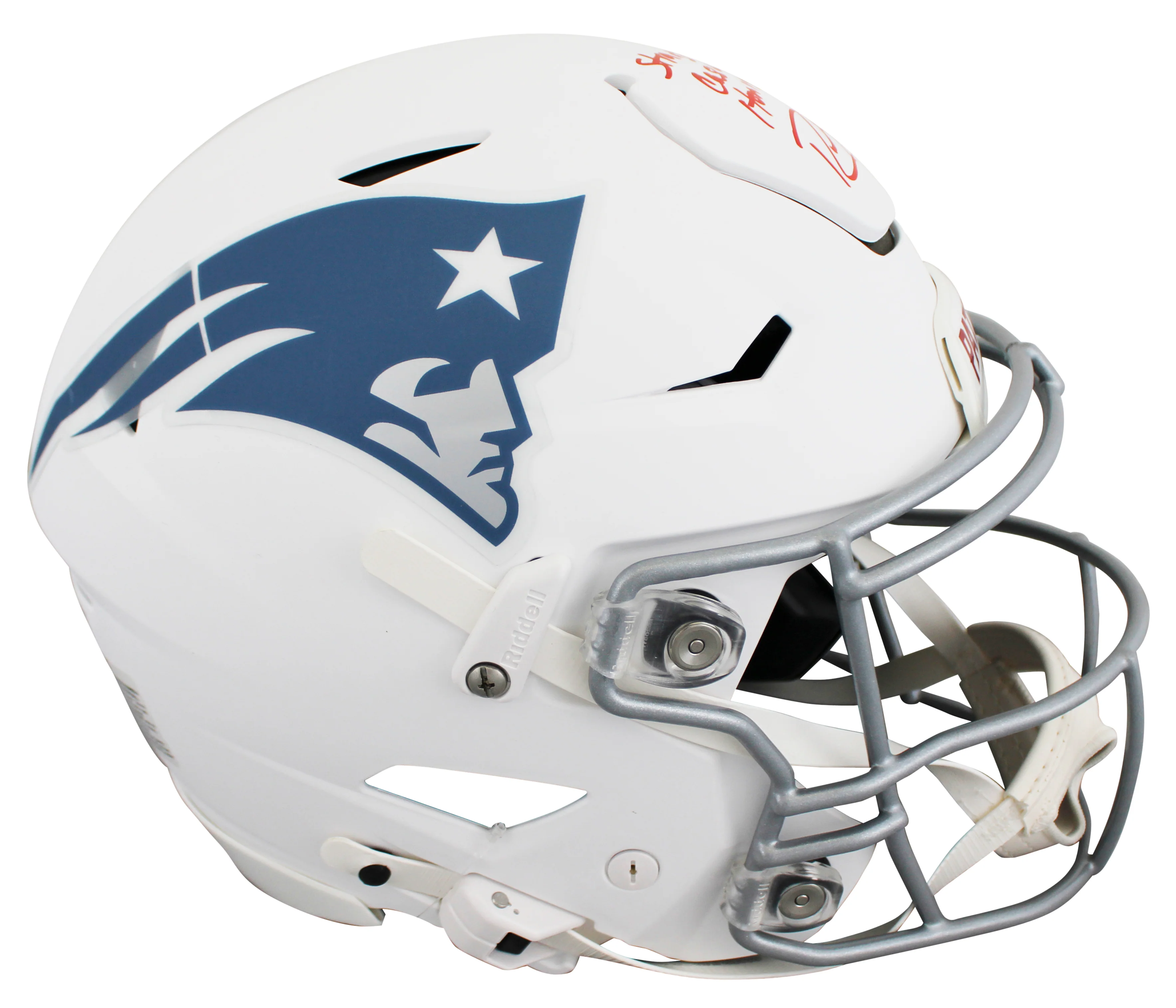 Patriots Randy Moss "SCH" Signed Rivalries Speed Flex Full Size Helmet BAS Wit - Image 3