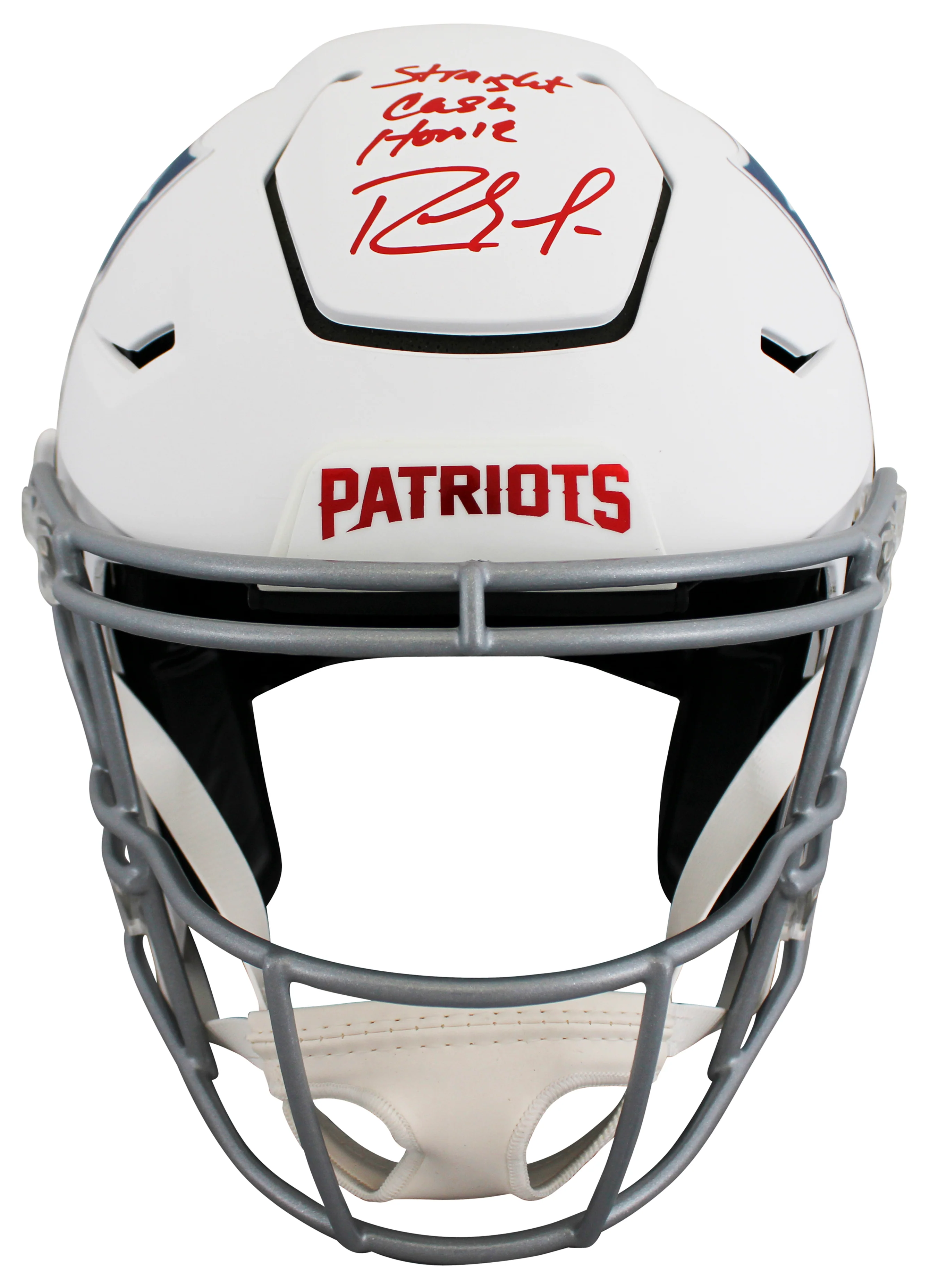Patriots Randy Moss "SCH" Signed Rivalries Speed Flex Full Size Helmet BAS Wit - Image 4