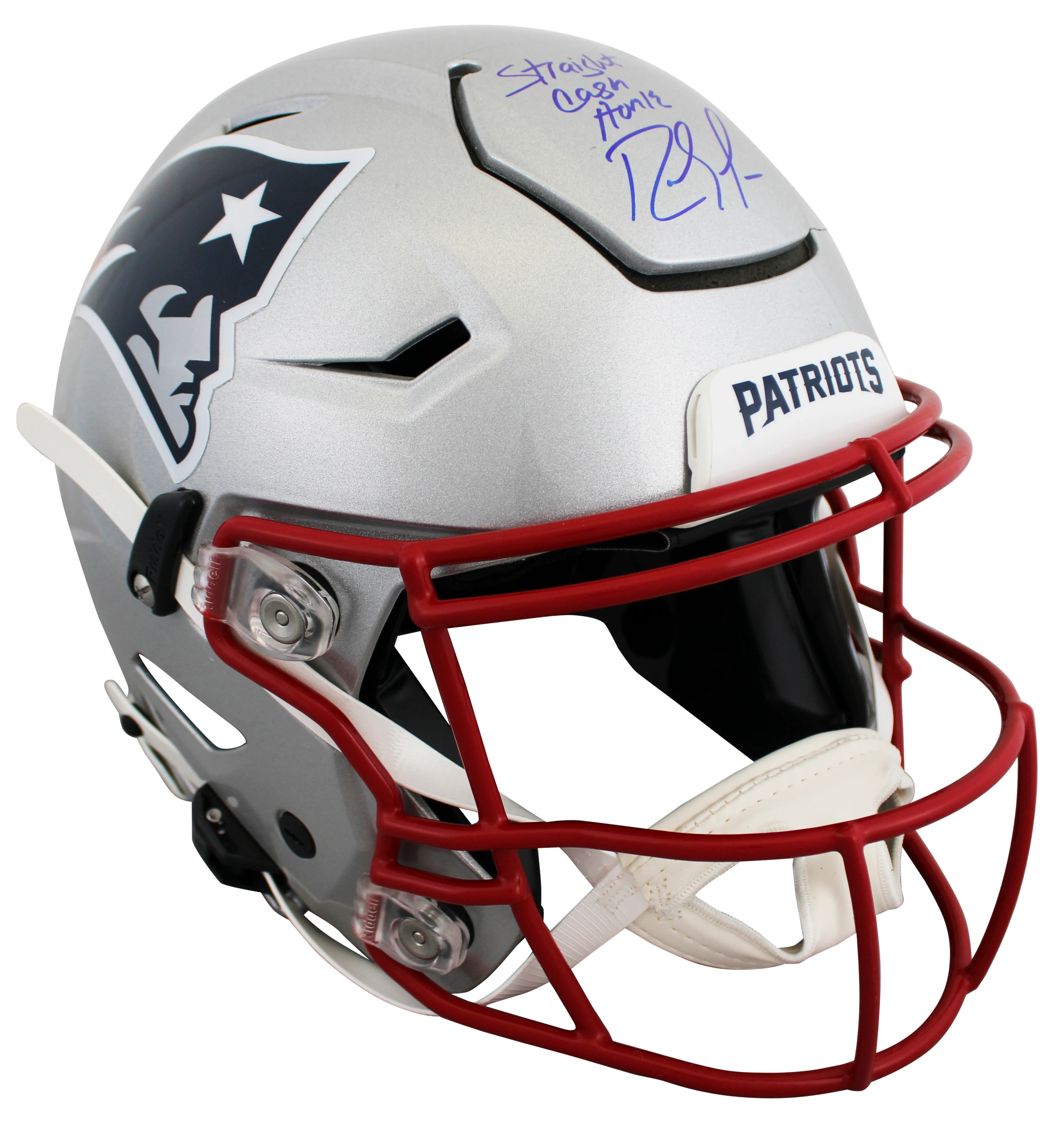 Patriots Randy Moss "Straight Cash Homie" Signed Speed Flex F/S Helmet BAS Wit 2 - Image 2