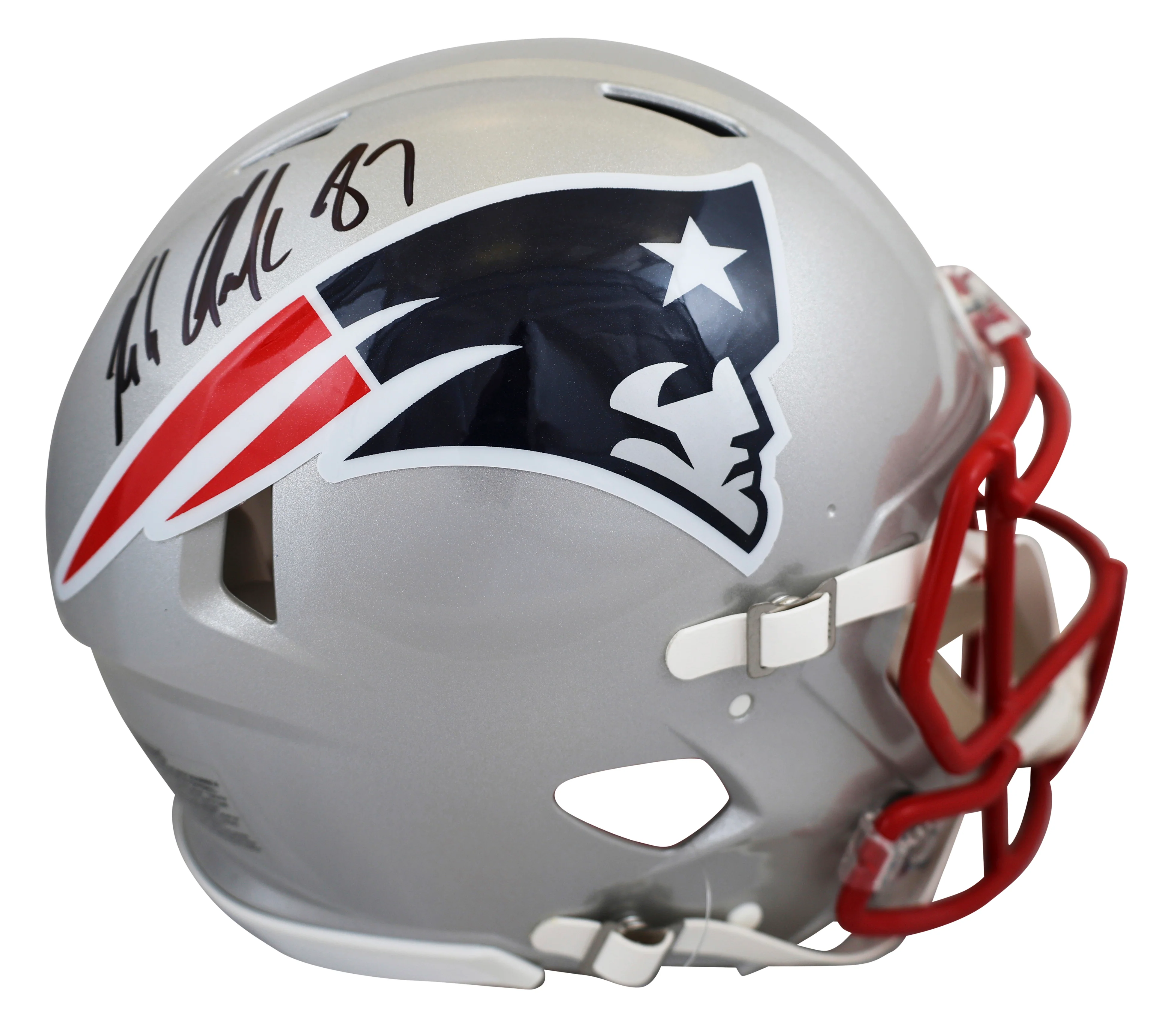 Patriots Rob Gronkowski Signed Full Size Speed Proline Helmet BAS Witnessed - Image 2
