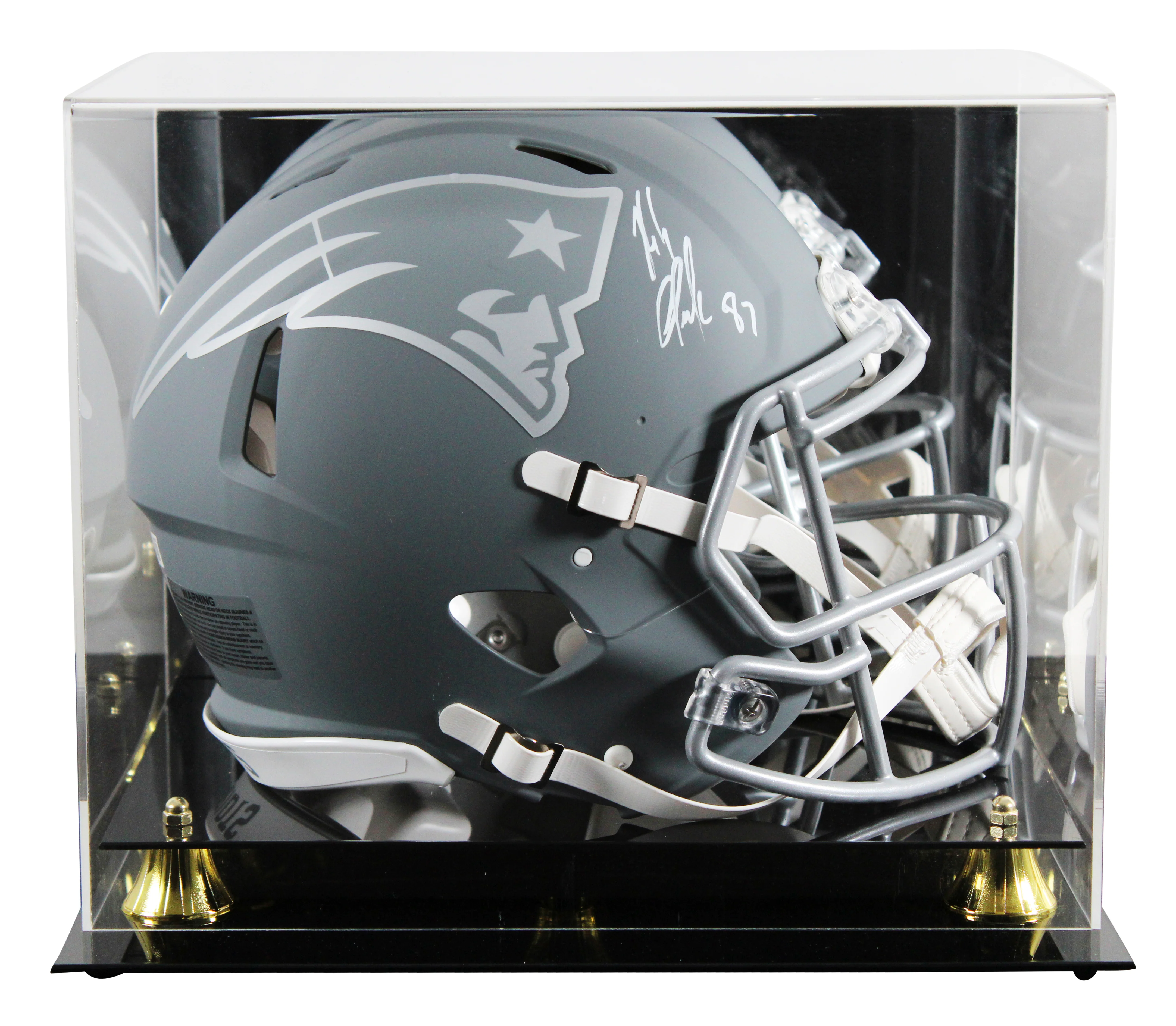 Patriots Rob Gronkowski Signed Slate F/S Speed Proline Helmet W/ Case BAS Wit