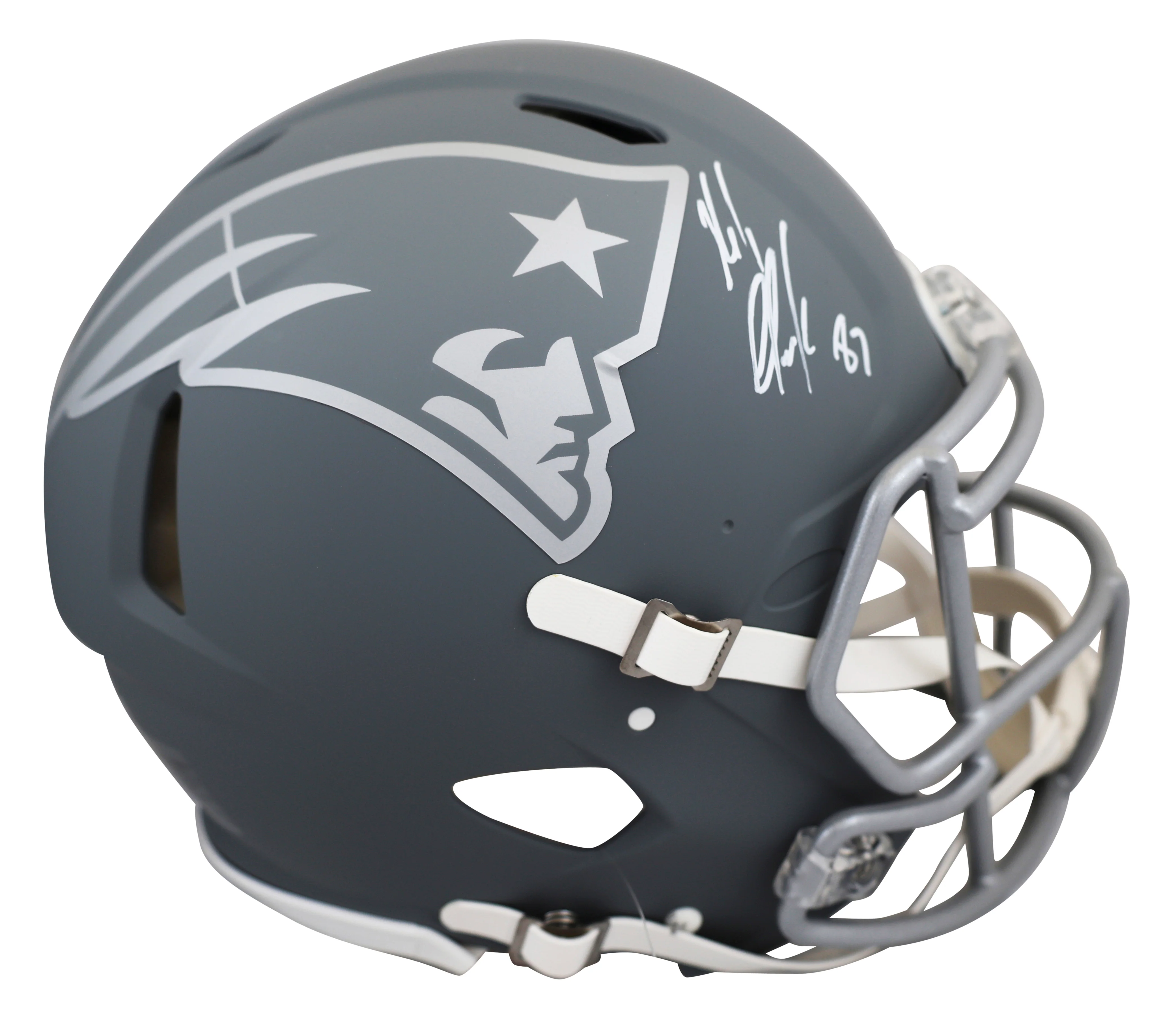 Patriots Rob Gronkowski Signed Slate F/S Speed Proline Helmet W/ Case BAS Wit - Image 3