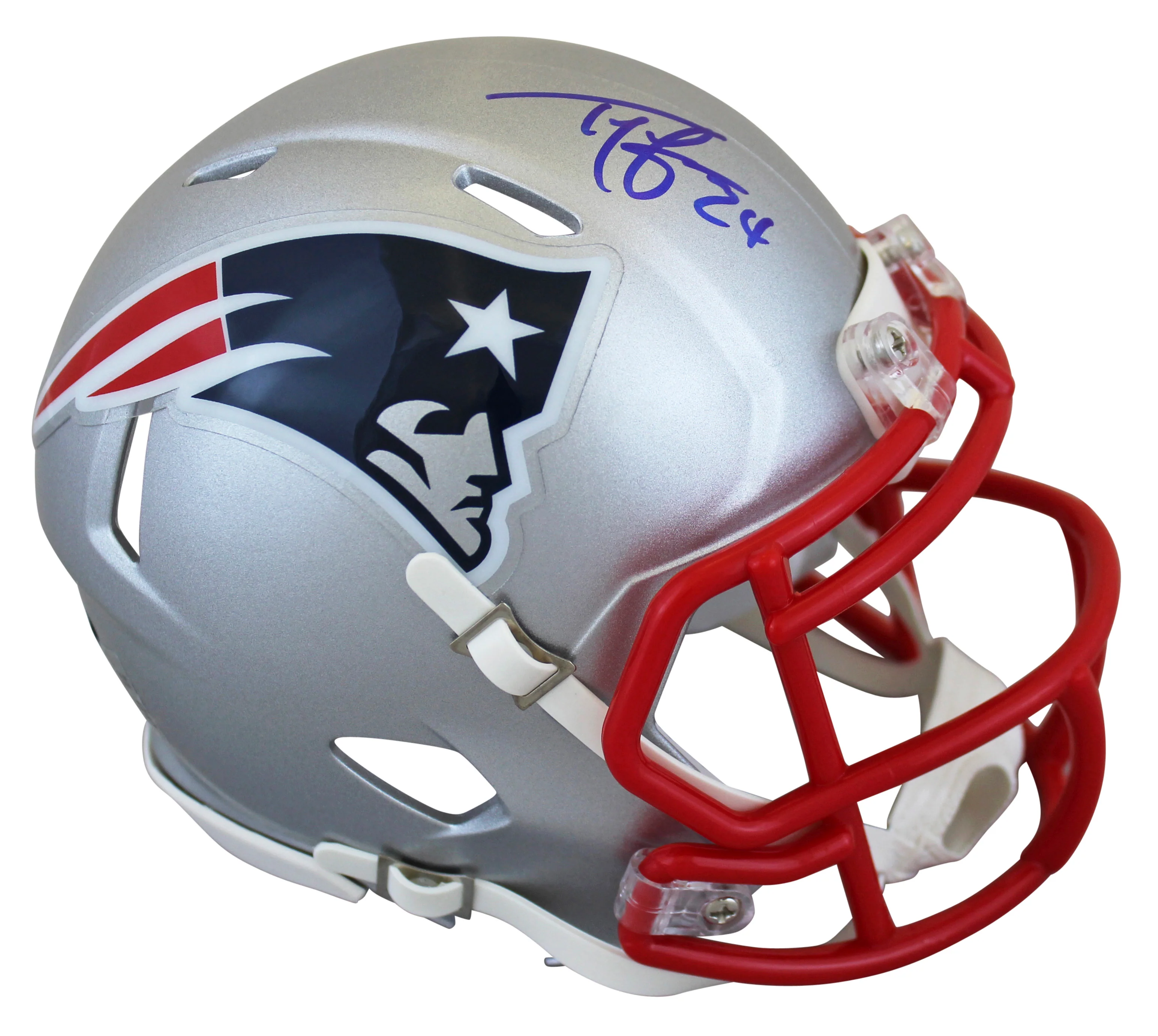 Patriots Ty Law Authentic Signed Speed Mini Helmet Autographed BAS Witnessed - Image 2