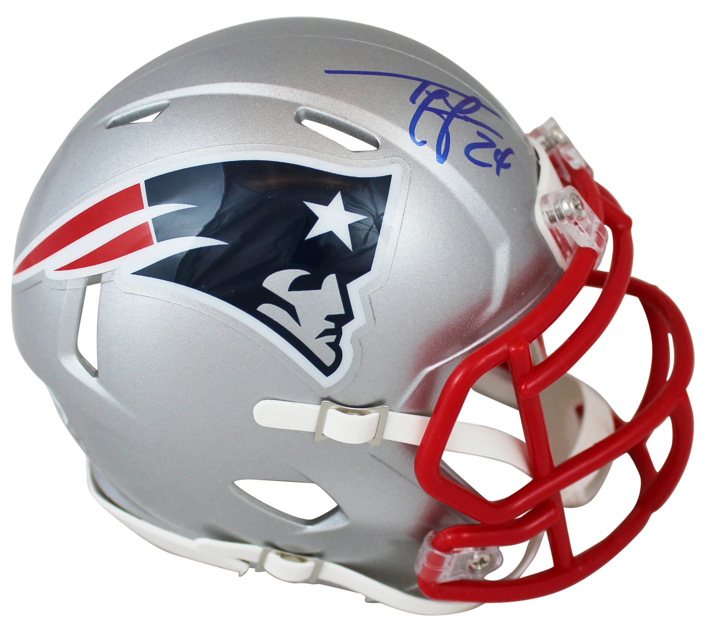 Patriots Ty Law Authentic Signed Speed Mini Helmet Autographed BAS Witnessed - Image 3