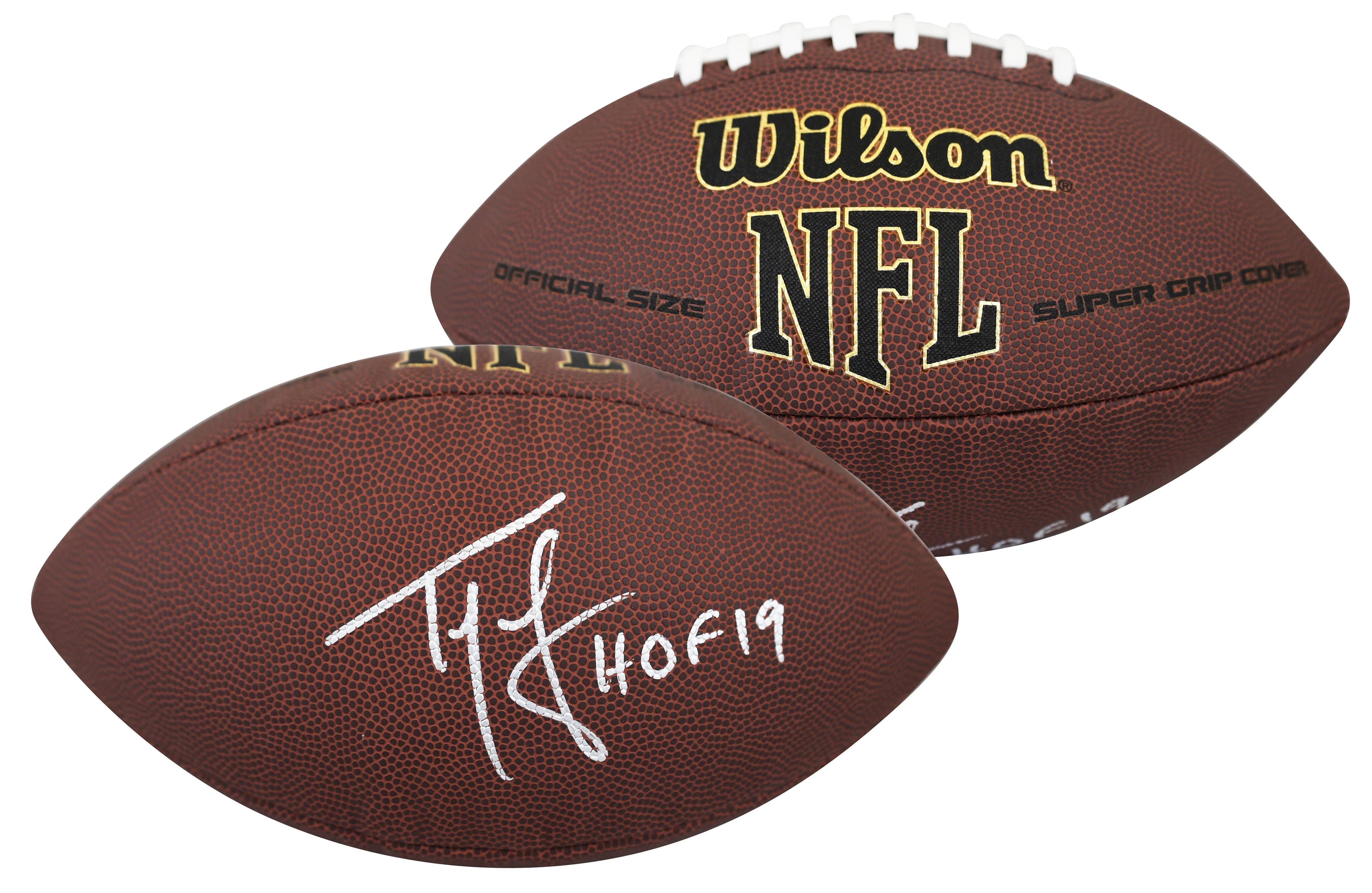 Patriots Ty Law "HOF 2019" Signed Wilson Super Grip Nfl Football BAS Witnessed - Image 2