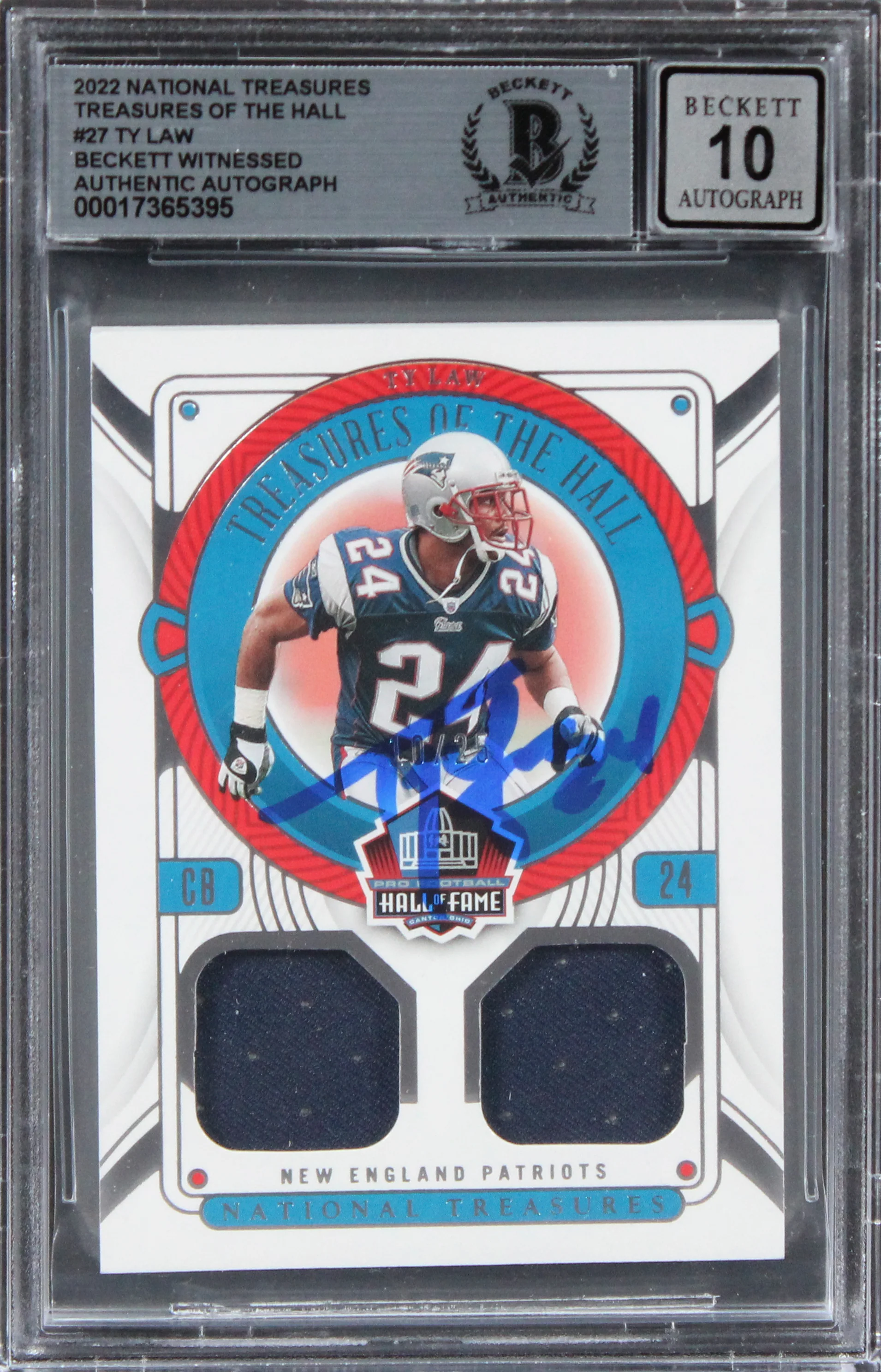 Patriots Ty Law Signed 2022 National Treasures OTH #27 Card Auto 10 BAS Slabbed - Image 2