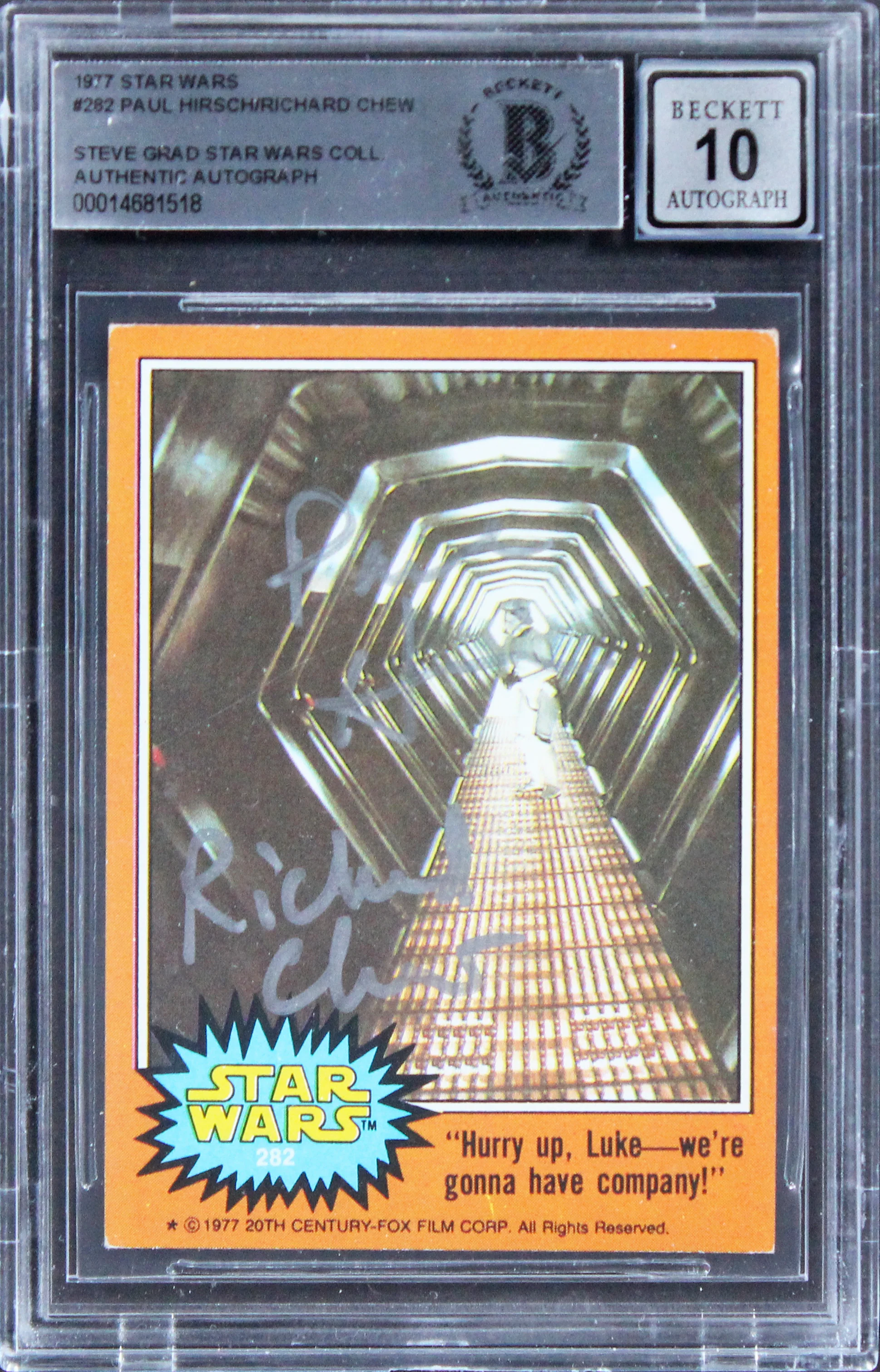 Paul Hirsch & Richard Chew Signed 1977 Star Wars #282 Card Auto 10! BAS Slabbed - Image 2