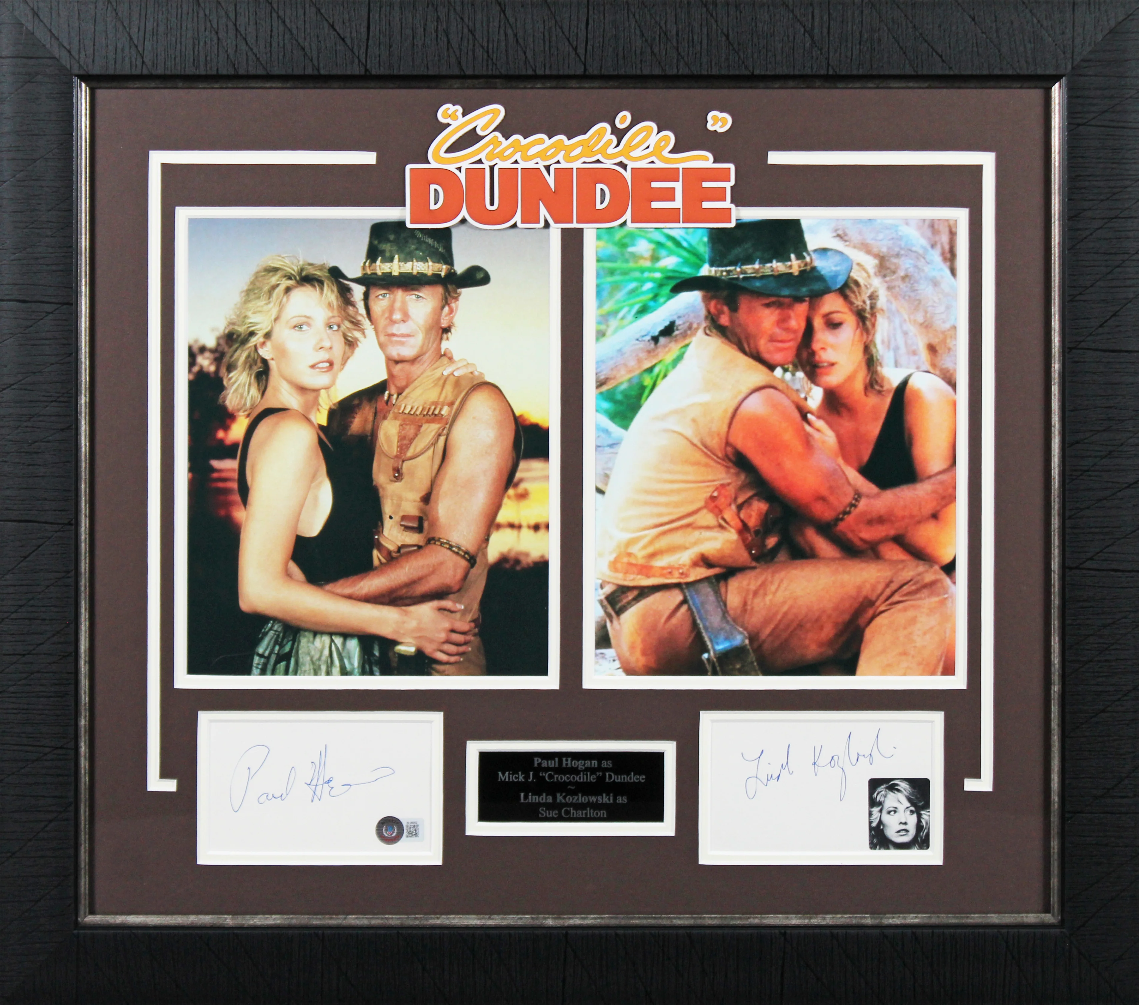 Paul Hogan & Linda Kozlowski Crocodile Dundee Signed Framed Display BAS #BL96959 - Image 2