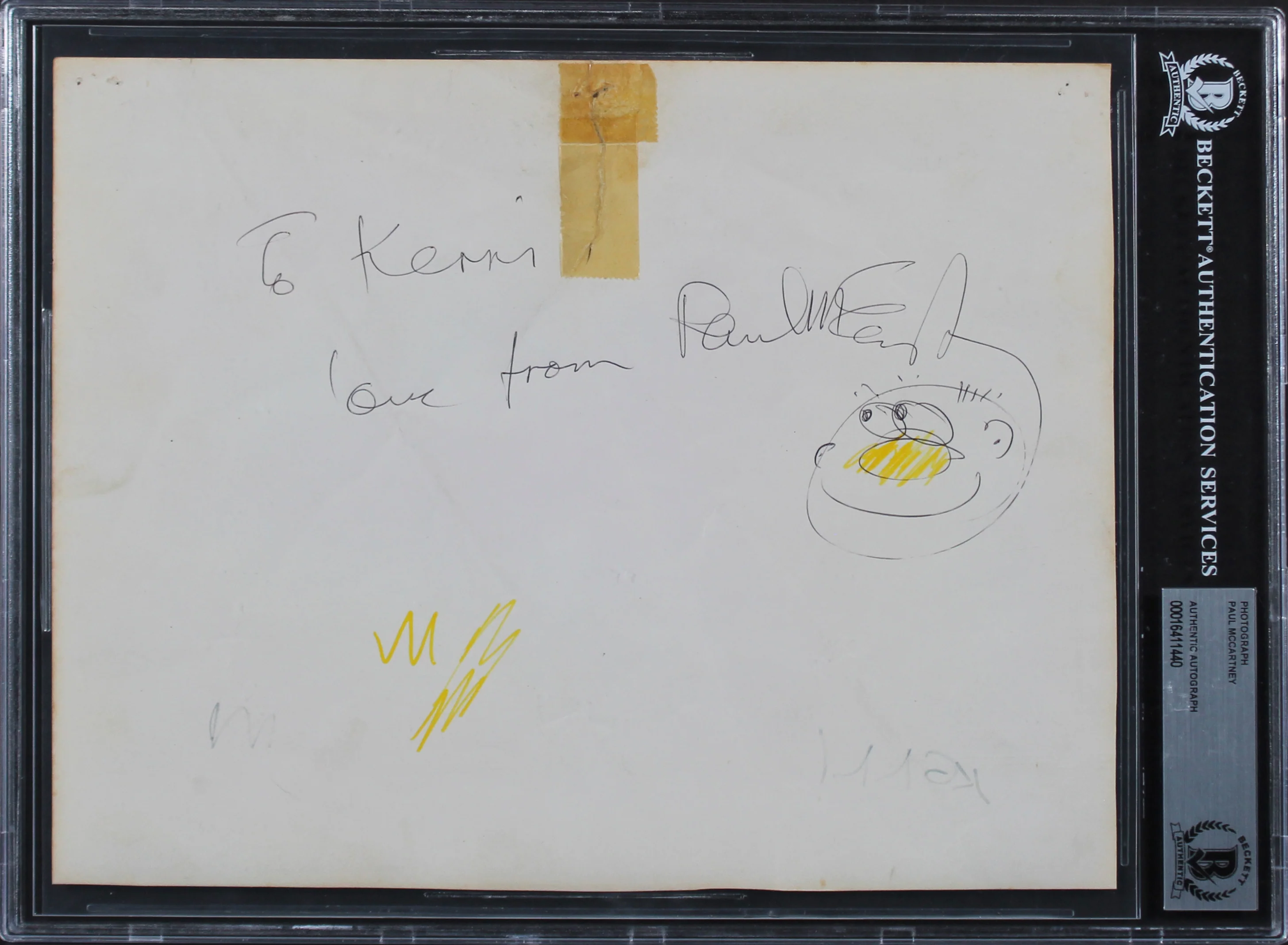 Paul McCartney Beatles "Love" Signed 8x10 Photo w/ Facial Doodle Sketch BAS Slab - Image 2
