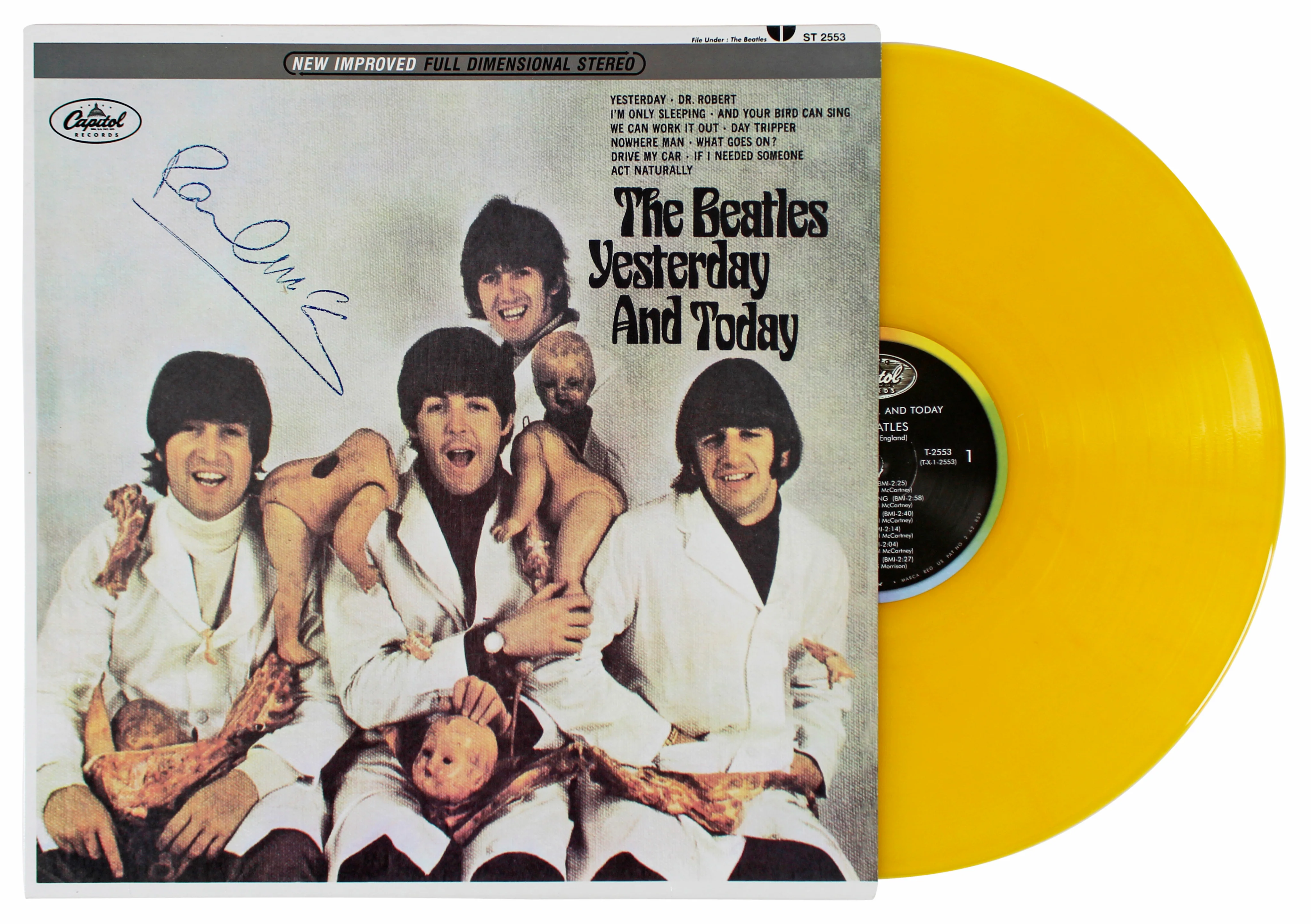 Paul McCartney Beatles Signed Yesterday & Today Album Cover w Vinyl PSA #AB04568 - Image 2