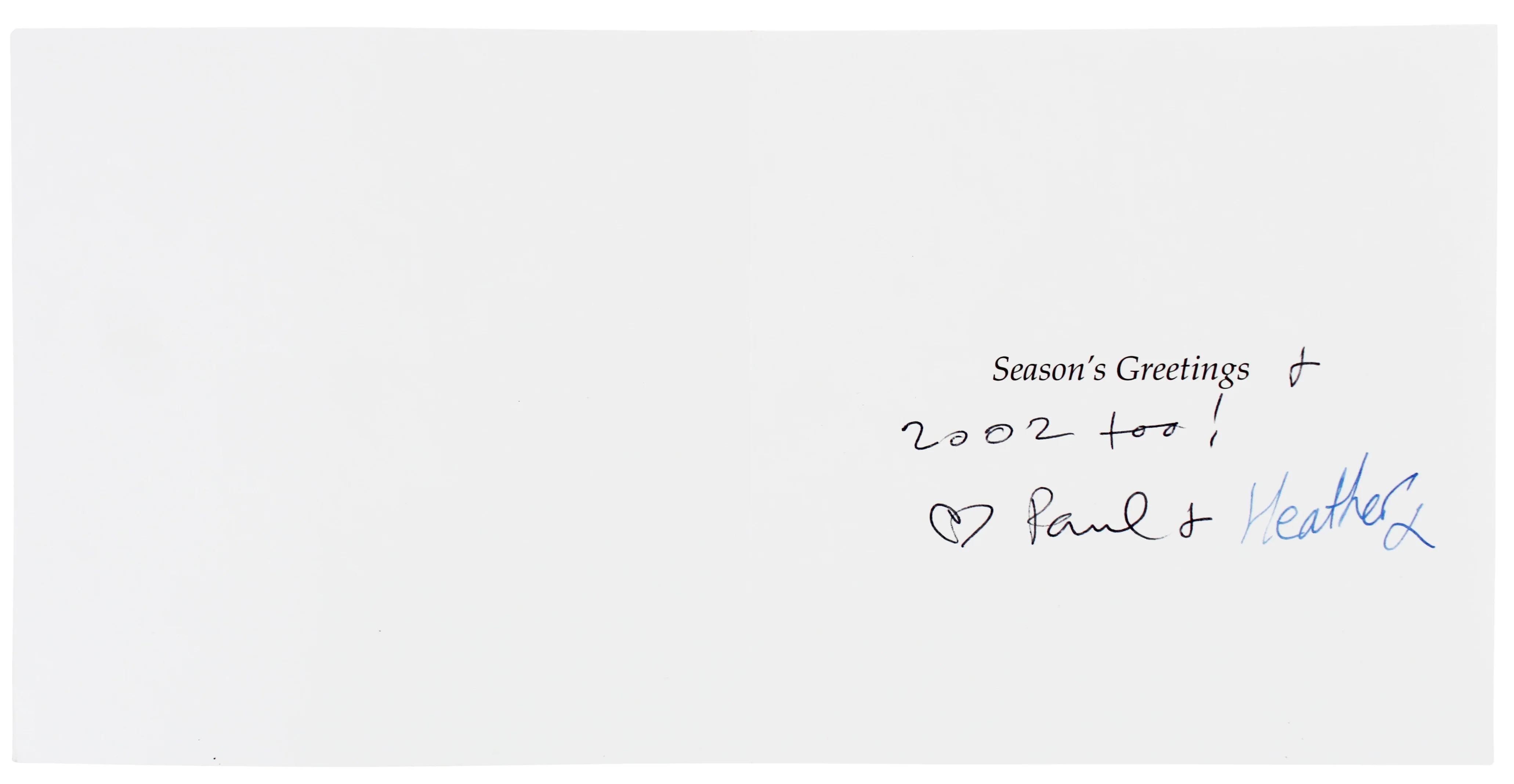 Paul McCartney & Heather Mills Authentic Signed Greeting Card BAS #AB76232 - Image 3
