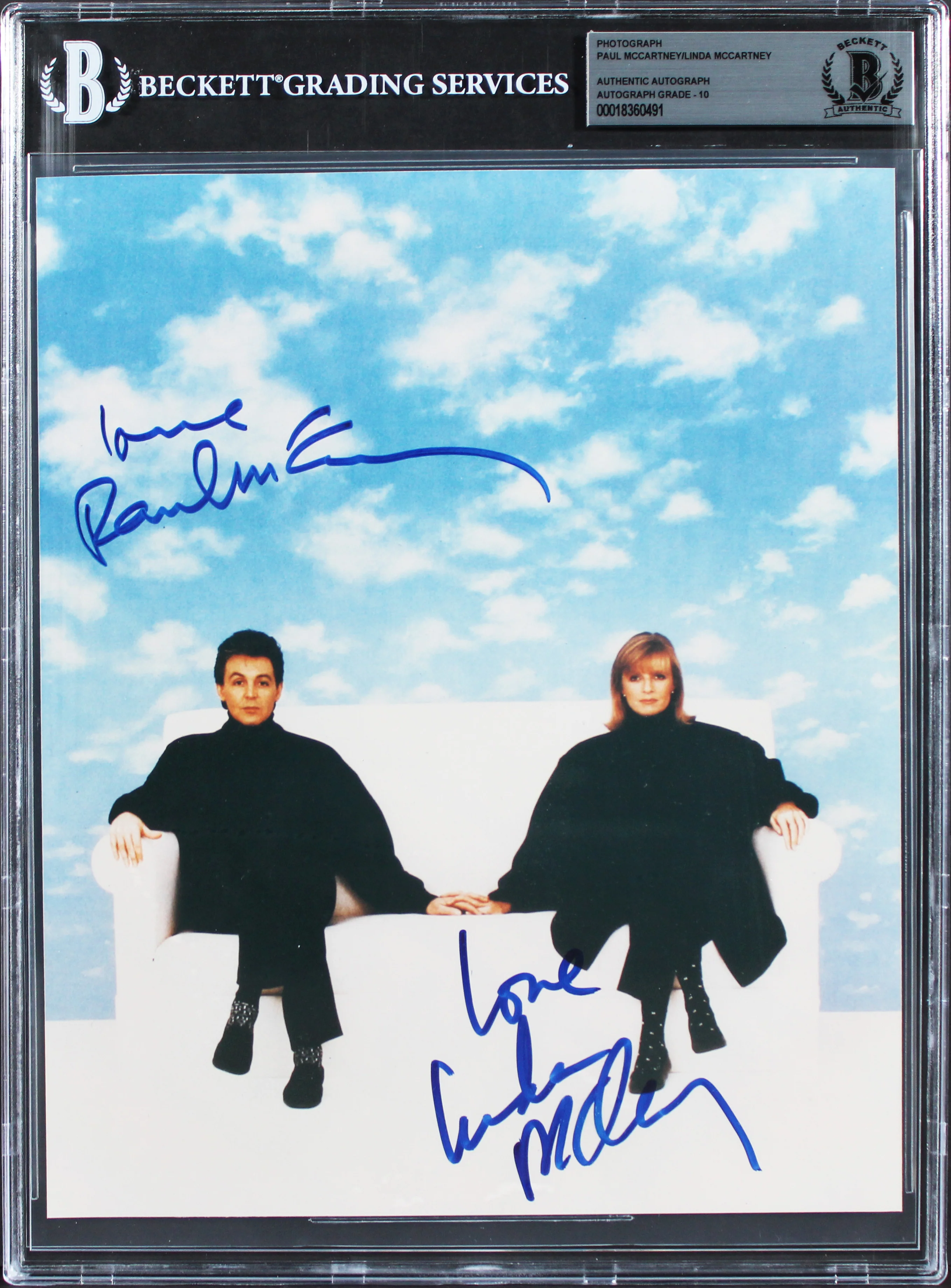 Paul McCartney & Linda McCartney Signed 8x10 Photo Auto Graded 10! BAS Slabbed - Image 2