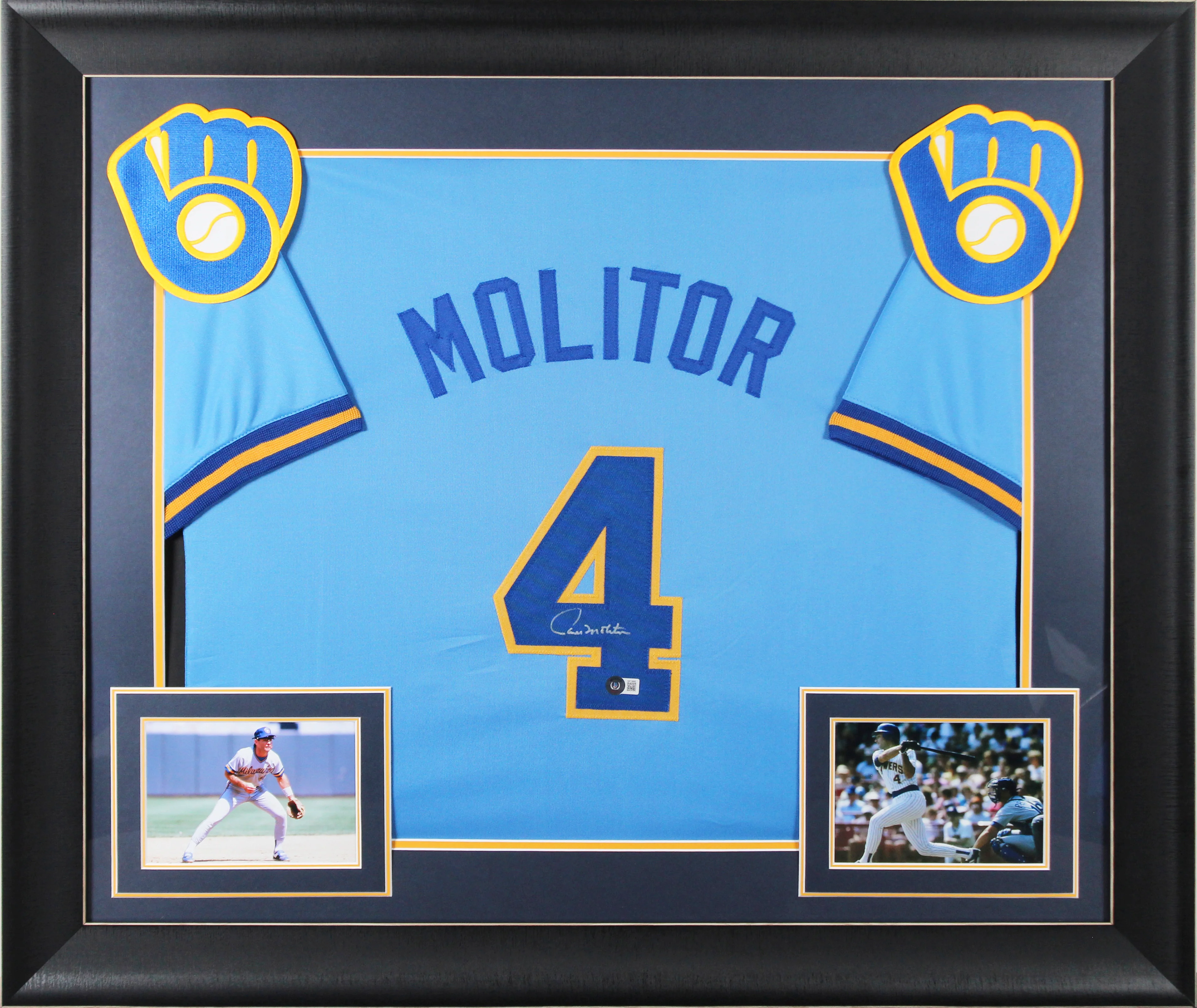 Paul Molitor Authentic Signed Light Blue Pro Style Framed Jersey Autographed BAS - Image 2