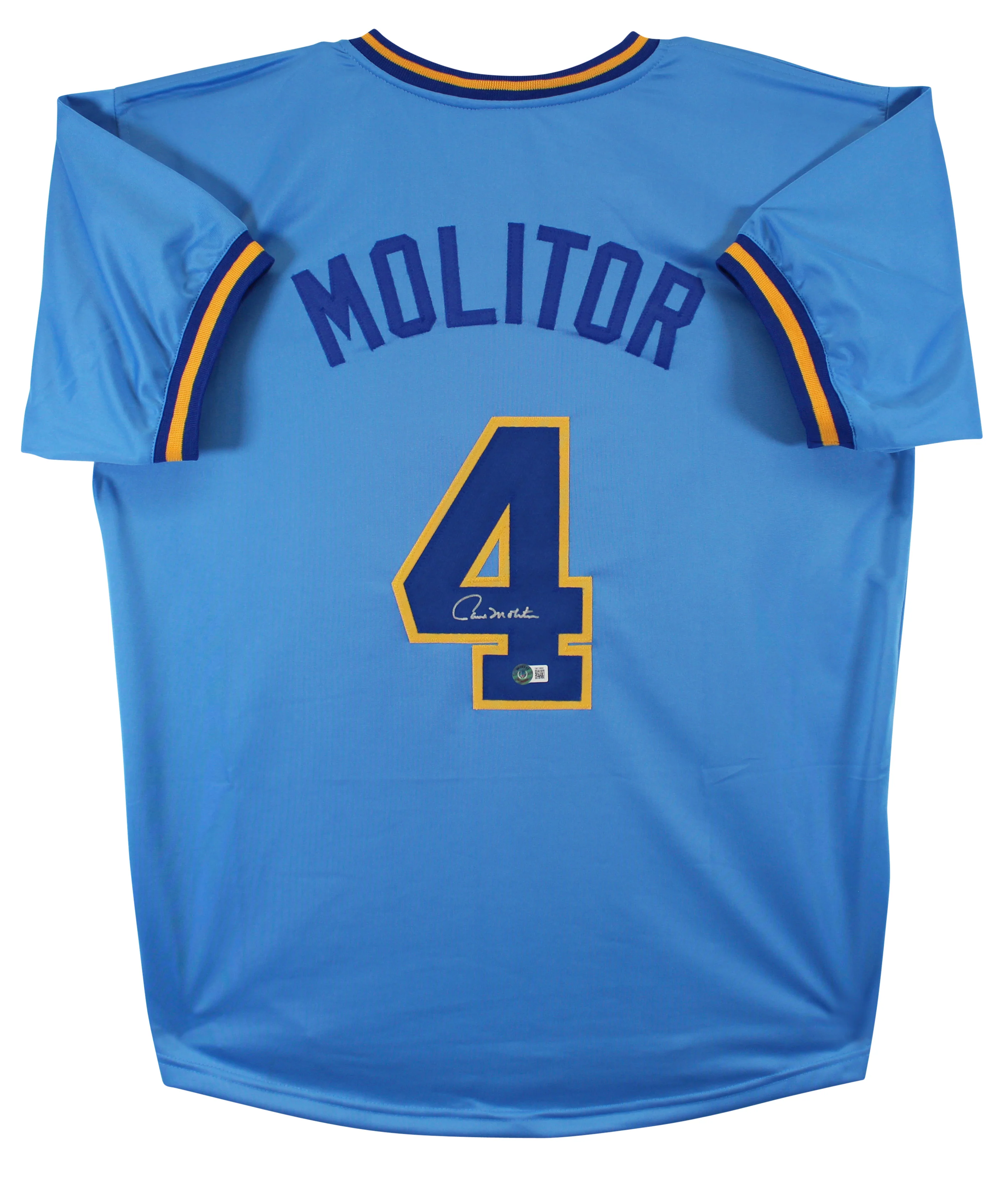 Paul Molitor Authentic Signed Light Blue Pro Style Jersey Autographed BAS - Image 2