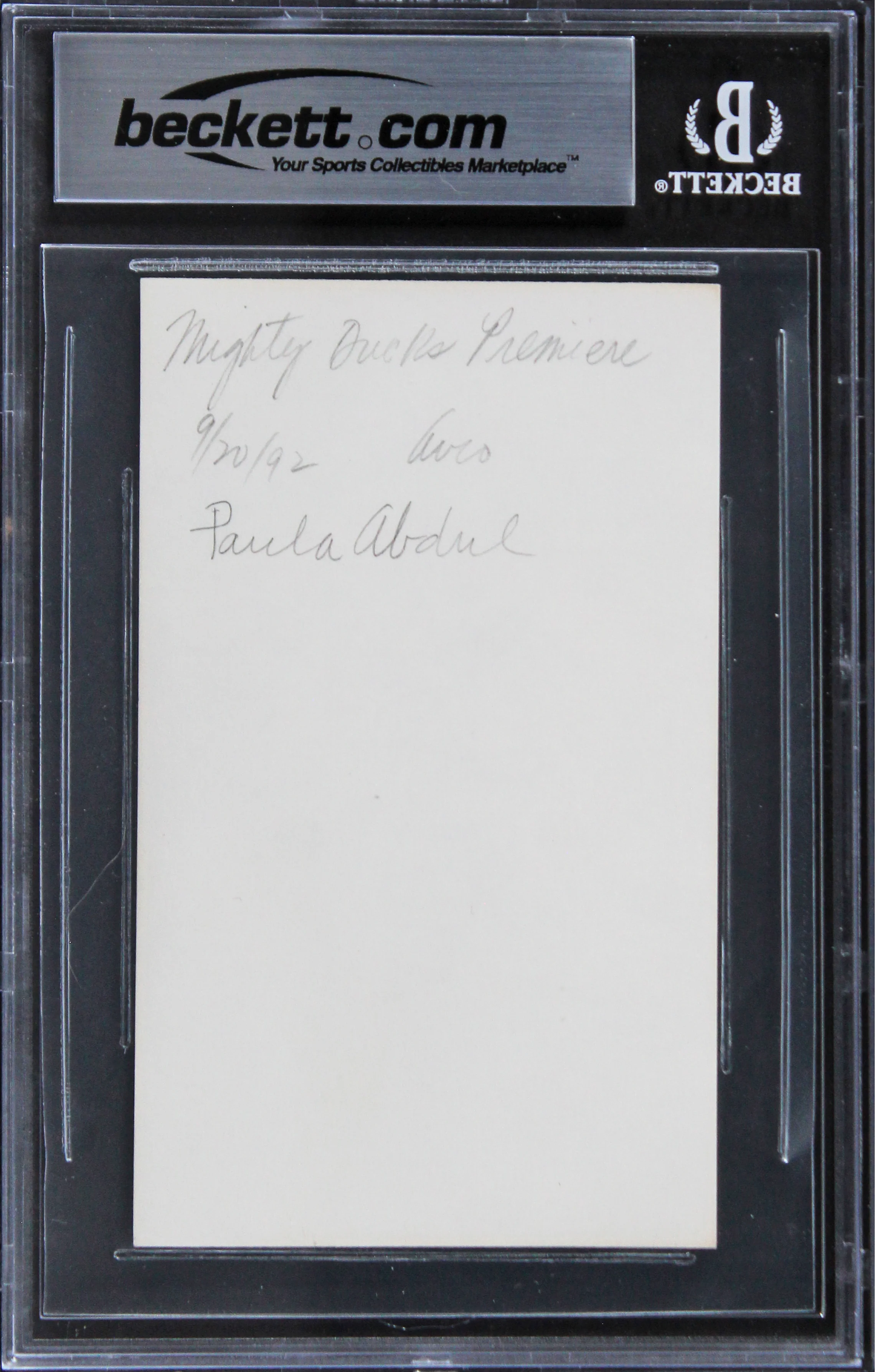 Paula Abdul American Idol "Lots of love" Signed 3x5 Index Card BAS Slabbed 1 - Image 3