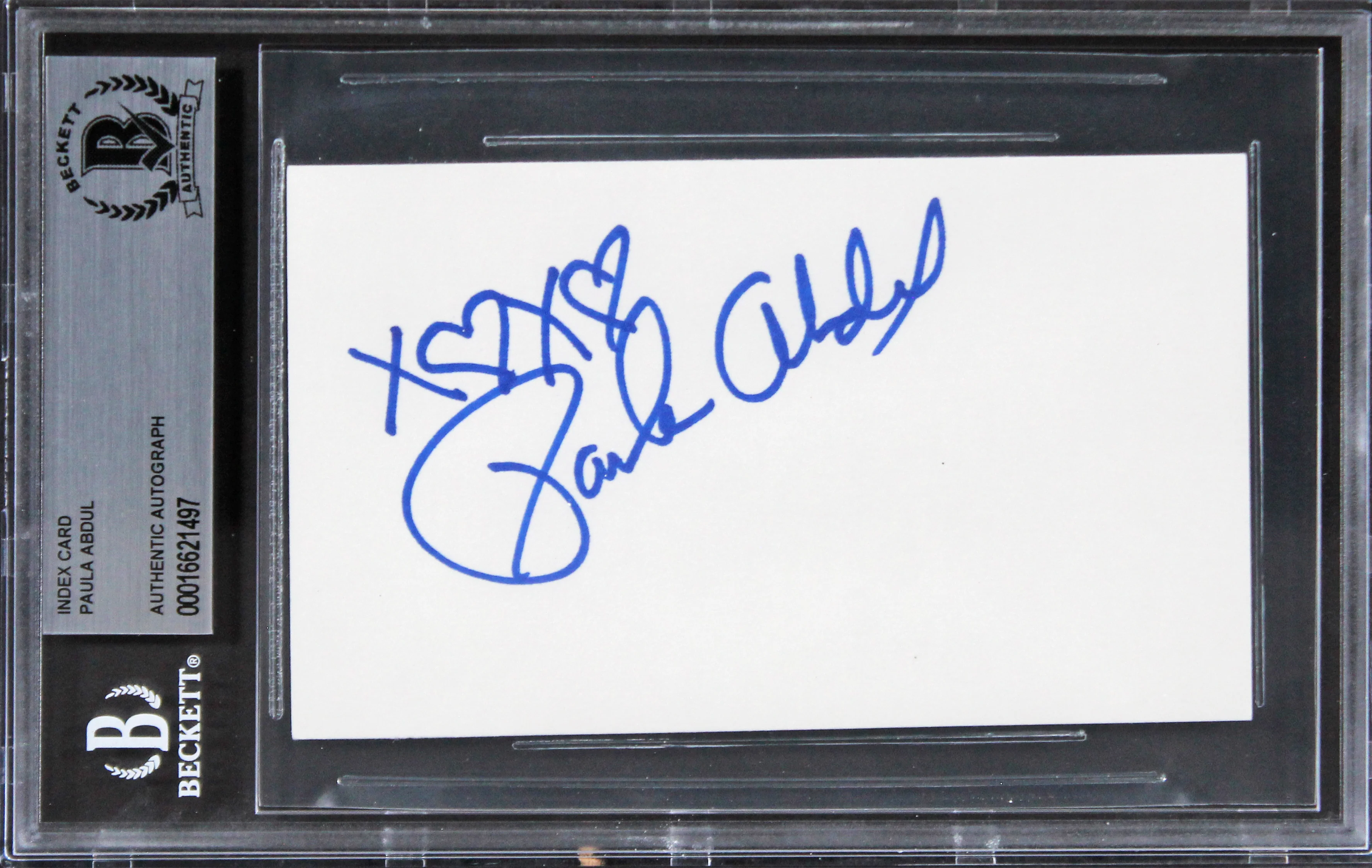 Paula Abdul American Idol "xoxo" Authentic Signed 3x5 Index Card BAS Slabbed 2 - Image 2