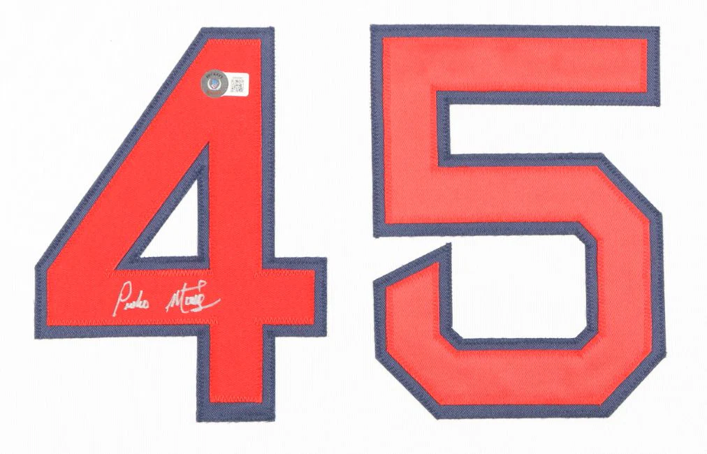 Pedro Martinez Boston Signed Framed White Baseball Jersey BAS - Image 2
