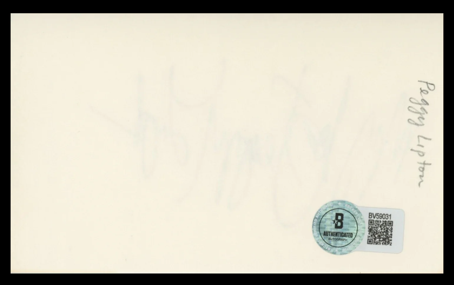 Peggy Lipton The Mod Squad My Best Authentic Signed 3x5 Index Card BAS #BV59031 - Image 3