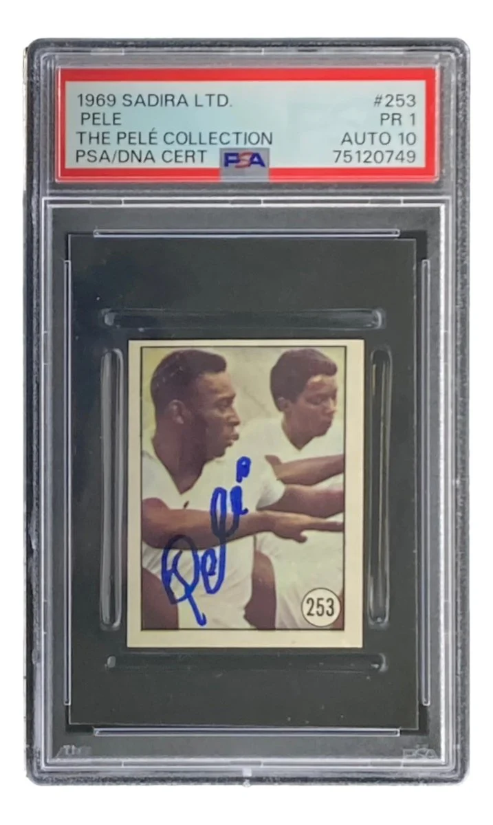 Pele Signed 1969 Sadira Ltd #253 Trading Card PSA/DNA PR1 Auto 10 - Image 4