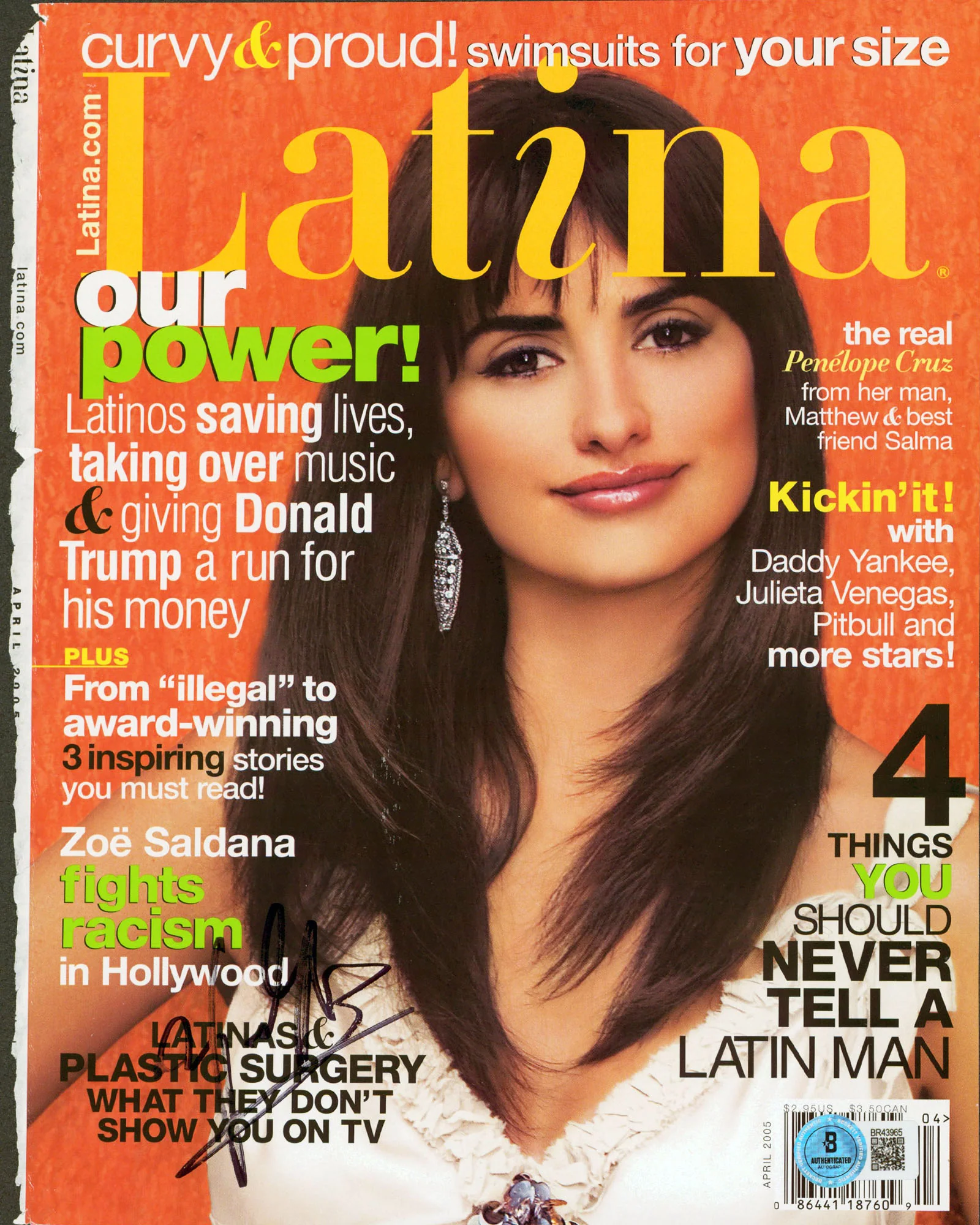 Penelope Cruz Authentic Signed Latina Magazine Cover April 2005 BAS #BR43965 - Image 2