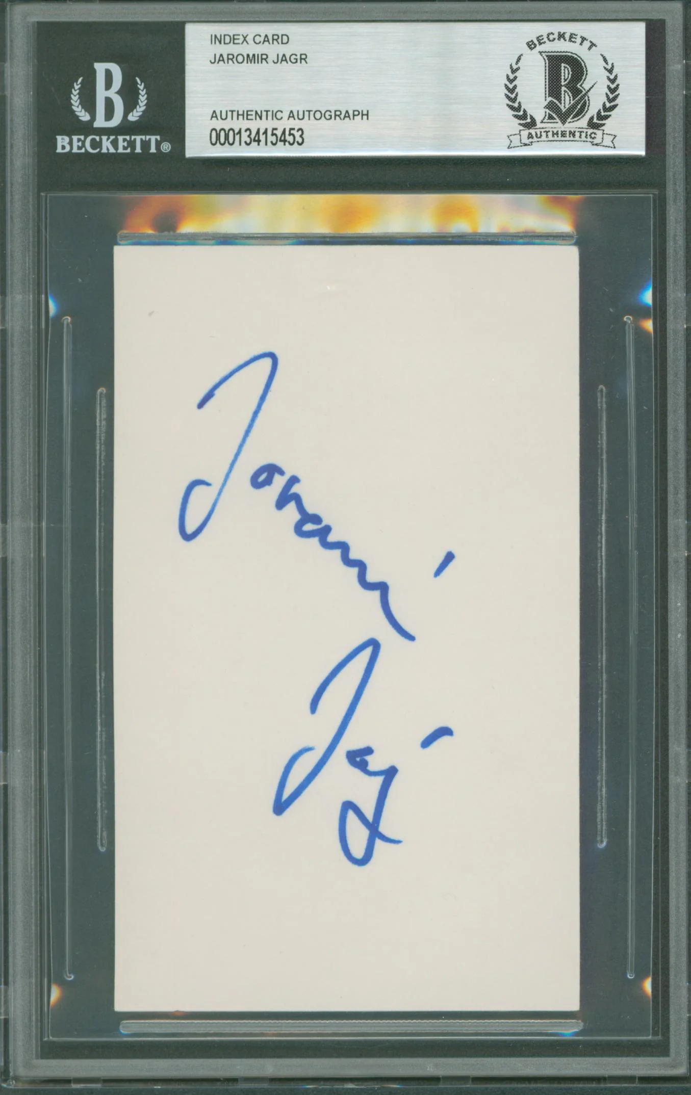 Penguins Jaromir Jagr Authentic Signed 3x5 Index Card Autographed BAS Slabbed 1 - Image 2