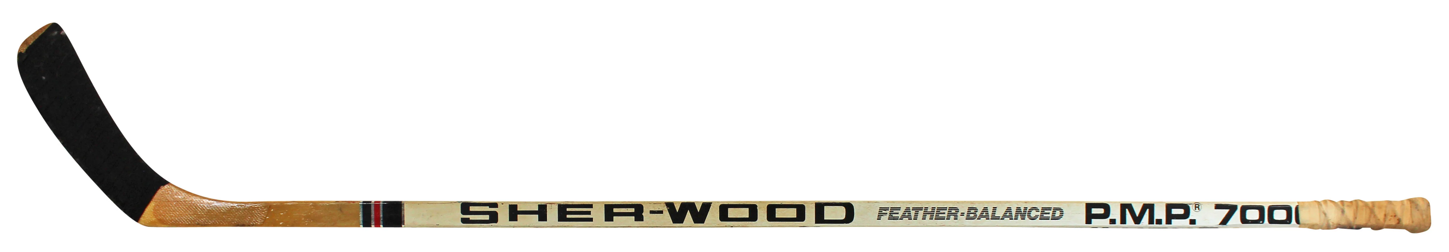 Penguins Phil Bourque Signed Game Used Sher-Wood Hockey Stick BAS #BA74064 - Image 4