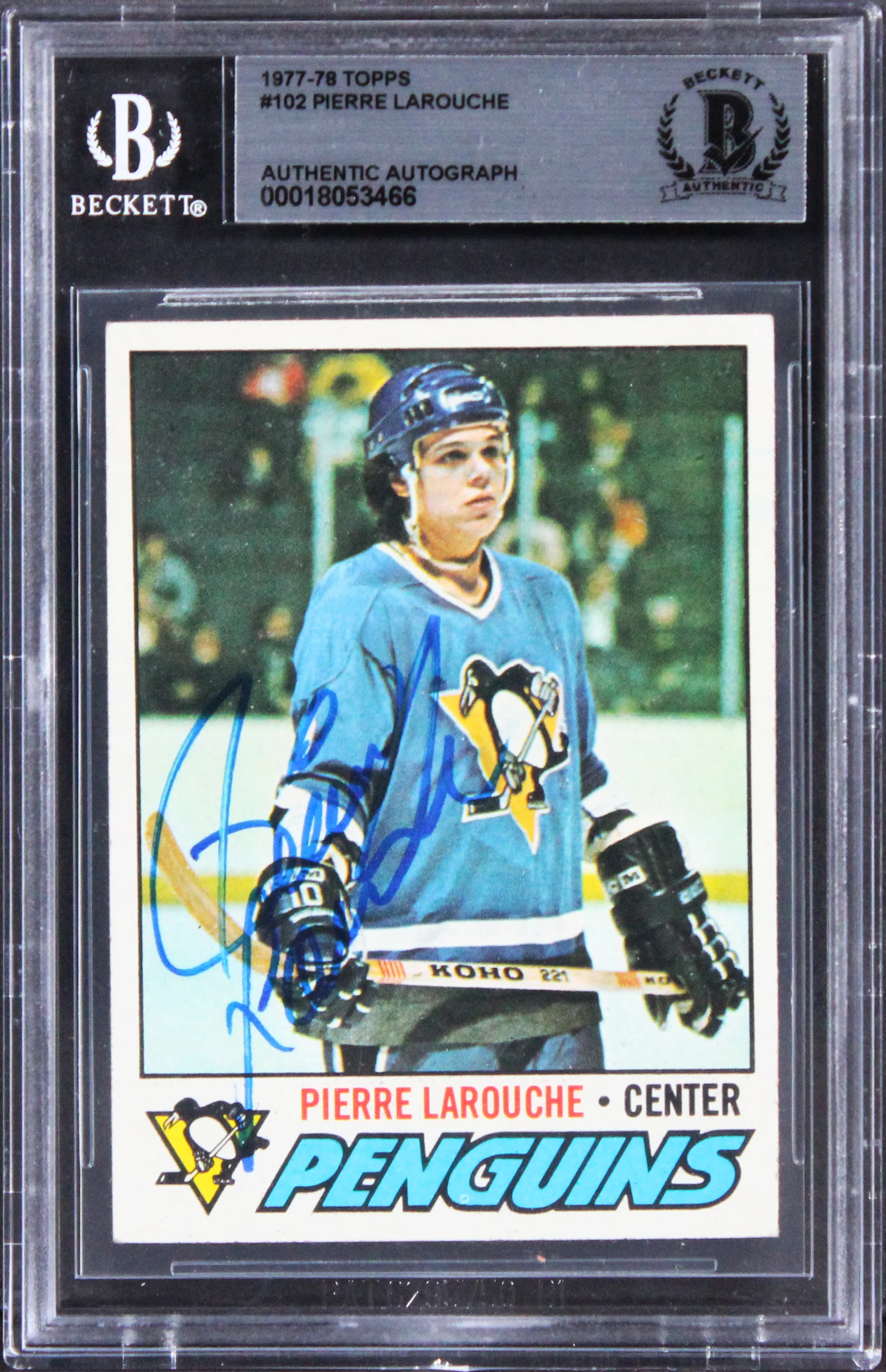 Penguins Pierre LaRouche Authentic Signed 1977 Topps #102 Card BAS Slabbed 2 - Image 2