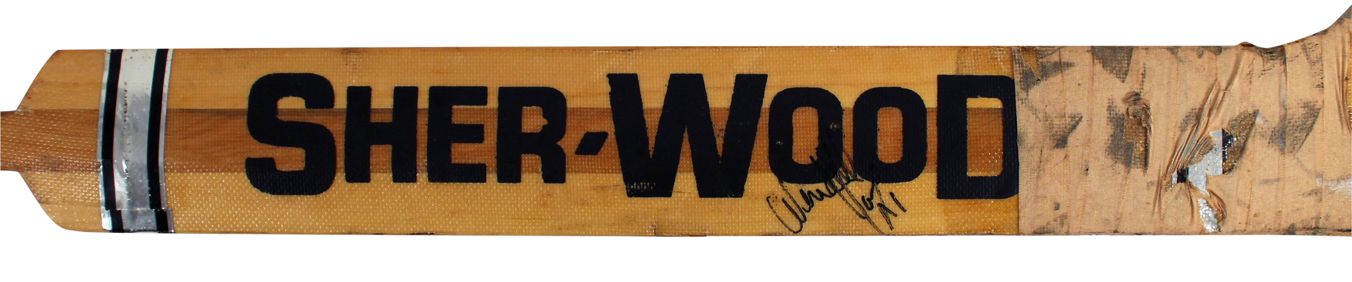 Penguins Wendell Young Signed Game Used Sher-Wood P.M.P.G. Hockey Stick BAS - Image 4