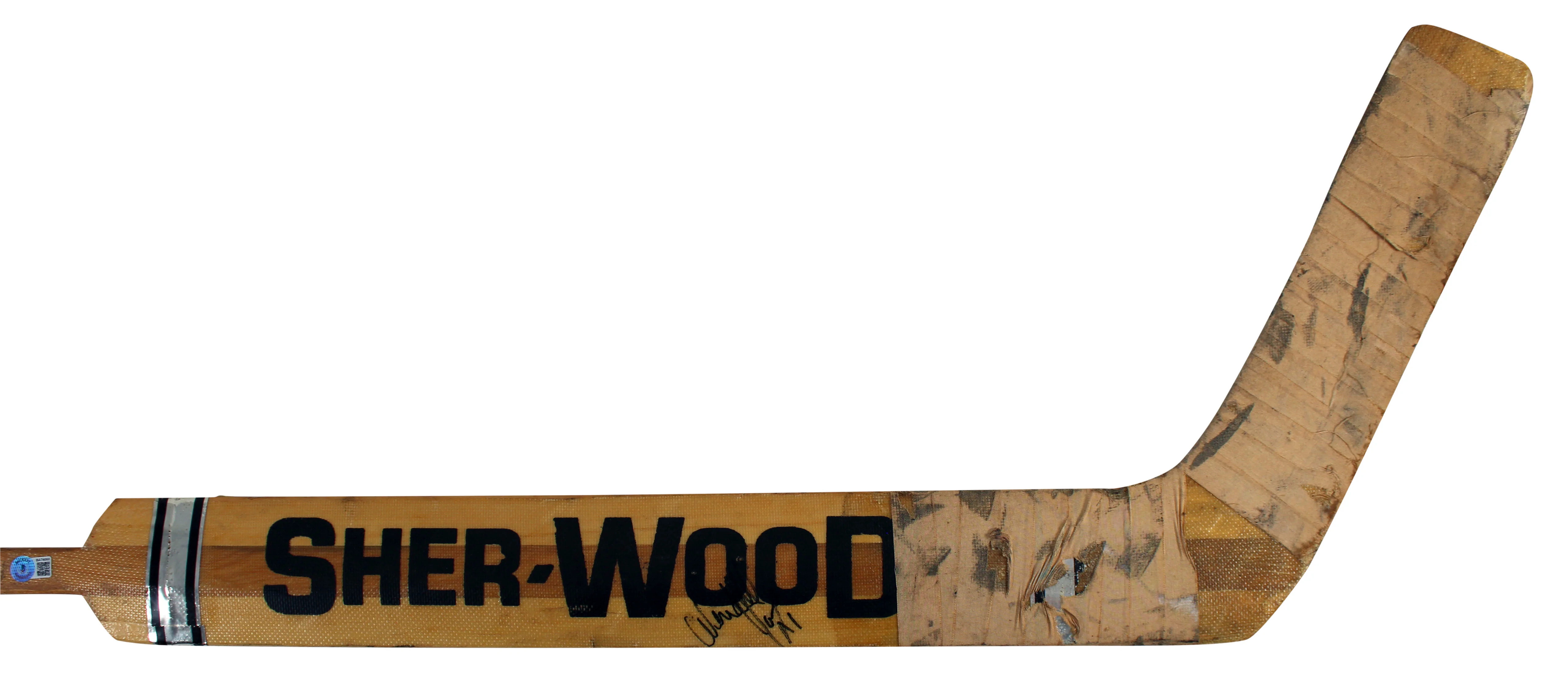Penguins Wendell Young Signed Game Used Sher-Wood P.M.P.G. Hockey Stick BAS - Image 5