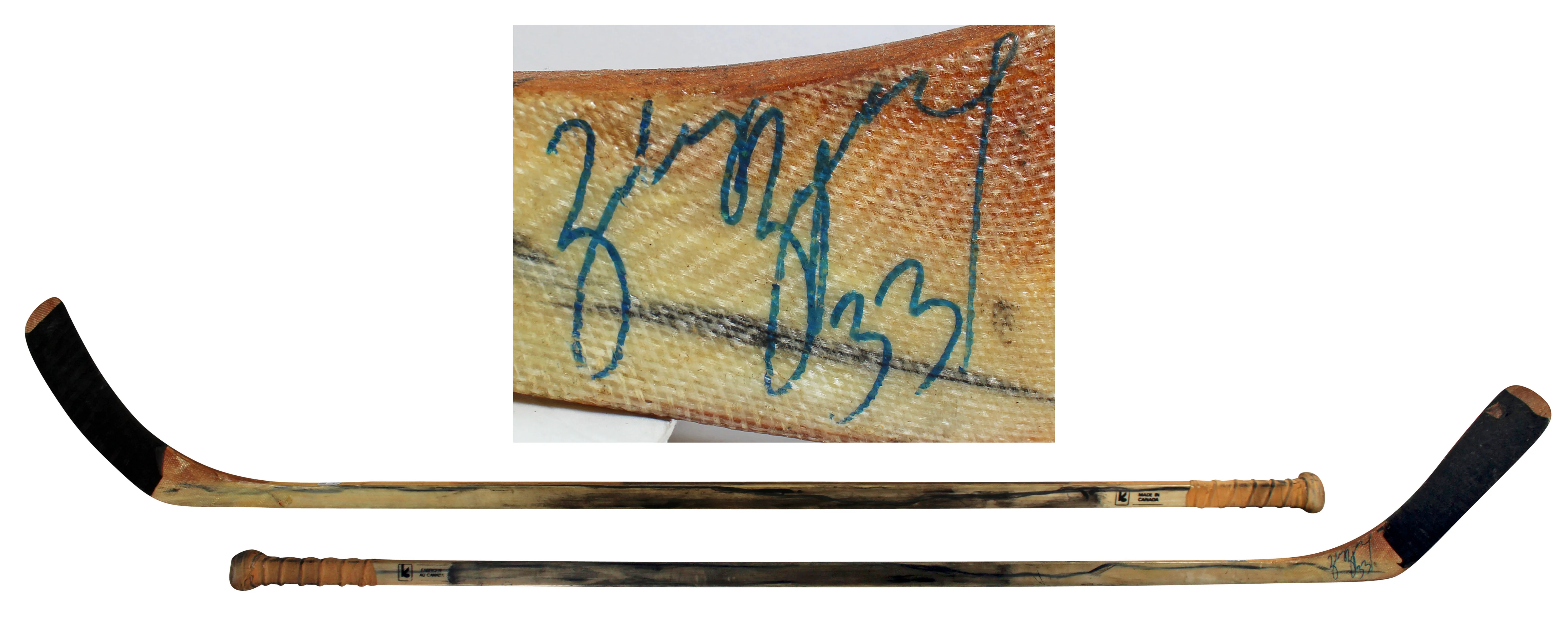 Penguins Zarley Zalapski Signed Game Used Hockey Stick BAS - Image 2