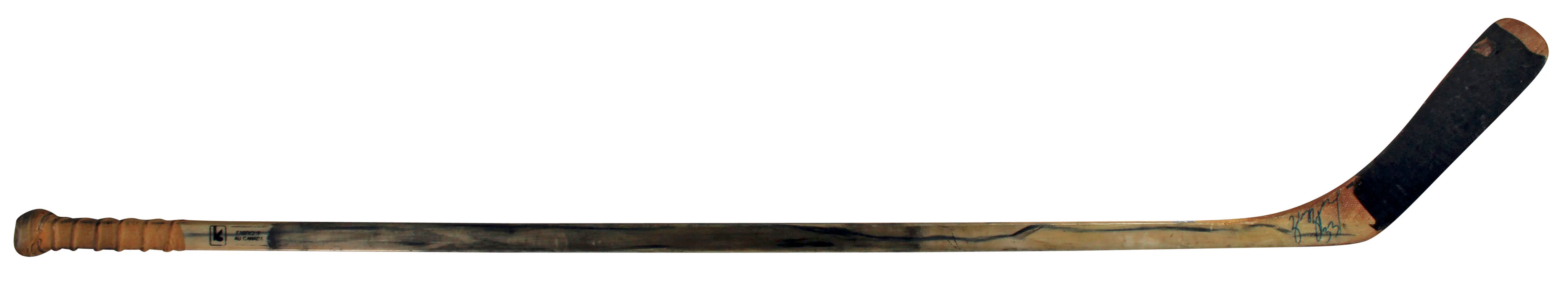 Penguins Zarley Zalapski Signed Game Used Hockey Stick BAS - Image 3