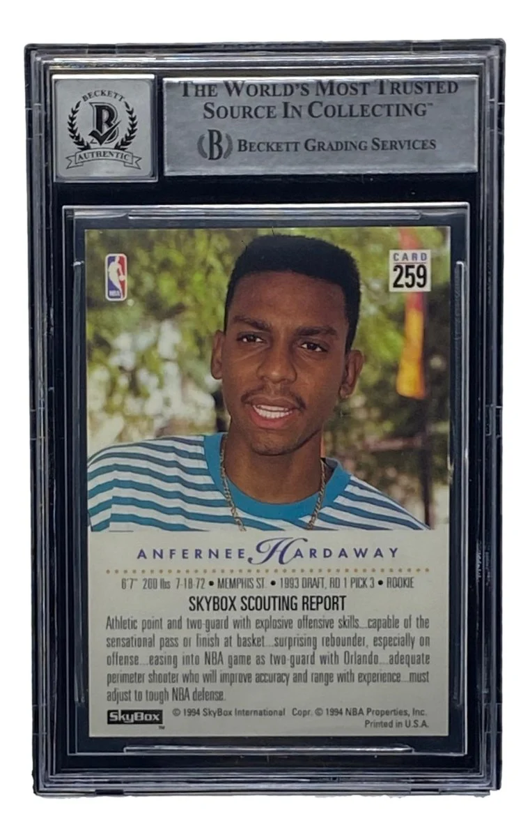 Penny Hardaway Signed Slabbed Magic 1993-94 SkyBox Premium #259 BAS Grade 10 - Image 2