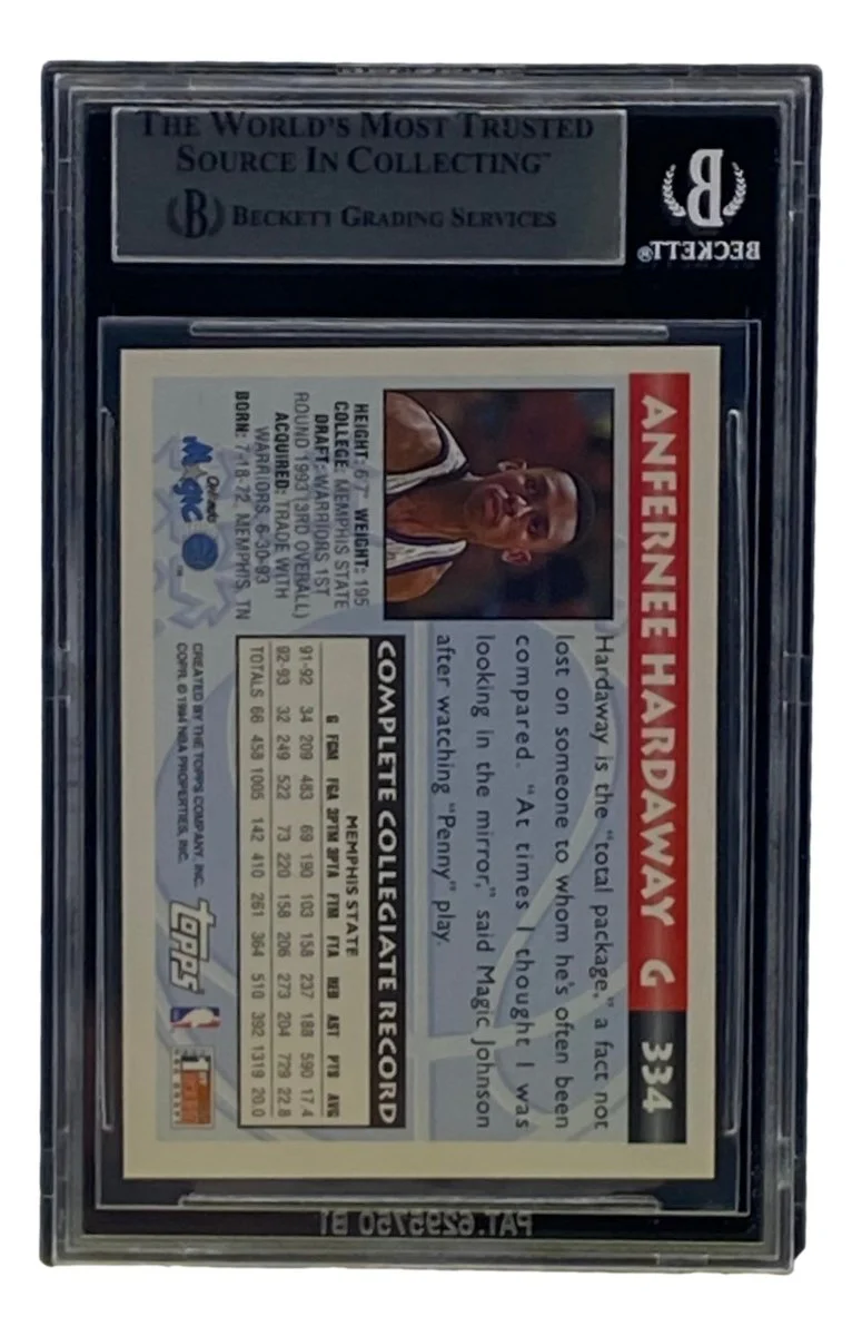 Penny Hardaway Signed Slabbed Orlando Magic 1993-94 Topps #334 BAS - Image 2