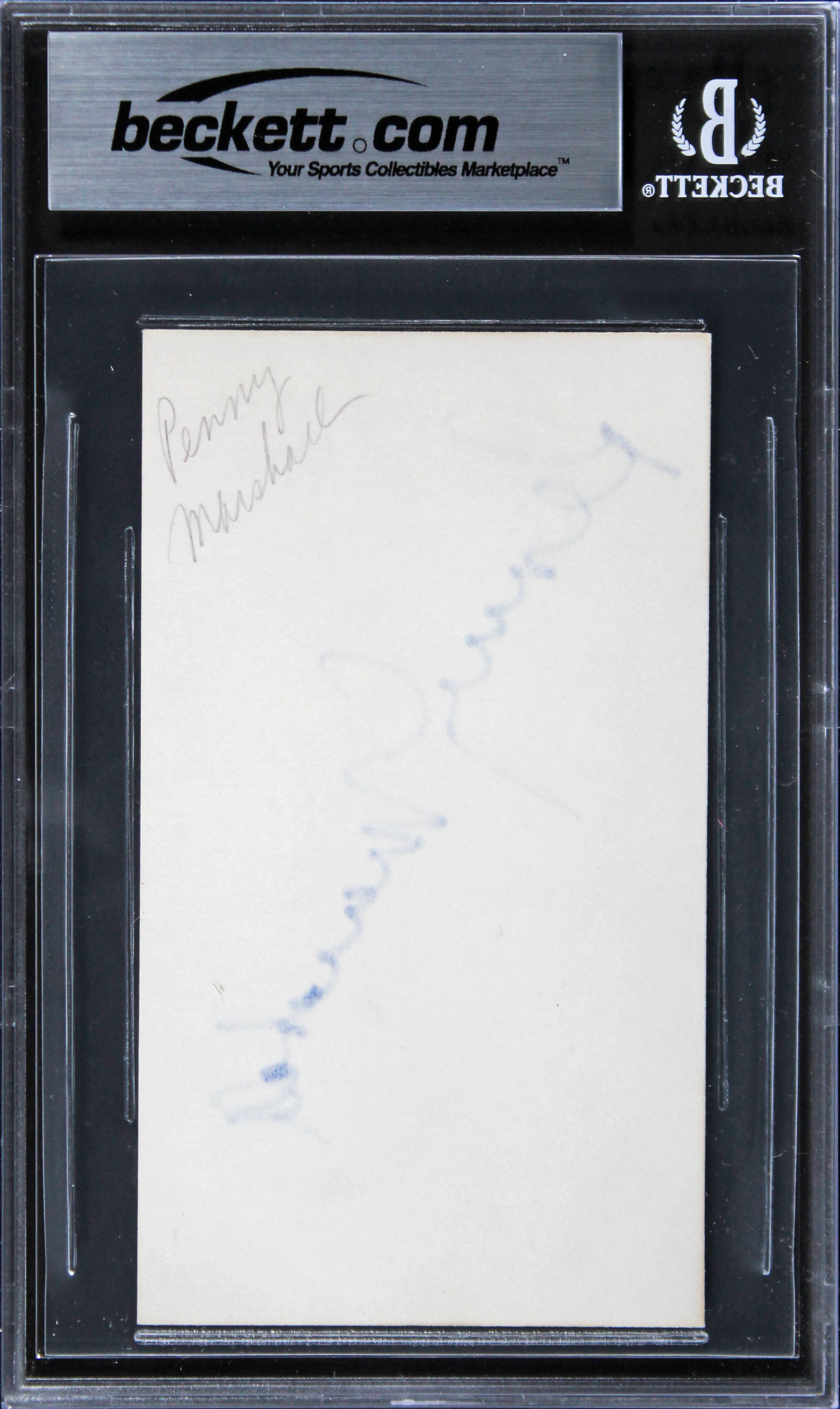 Penny Marshall Laverne & Shirley Signed 3x5 Index Card Auto 10! BAS Slabbed - Image 3