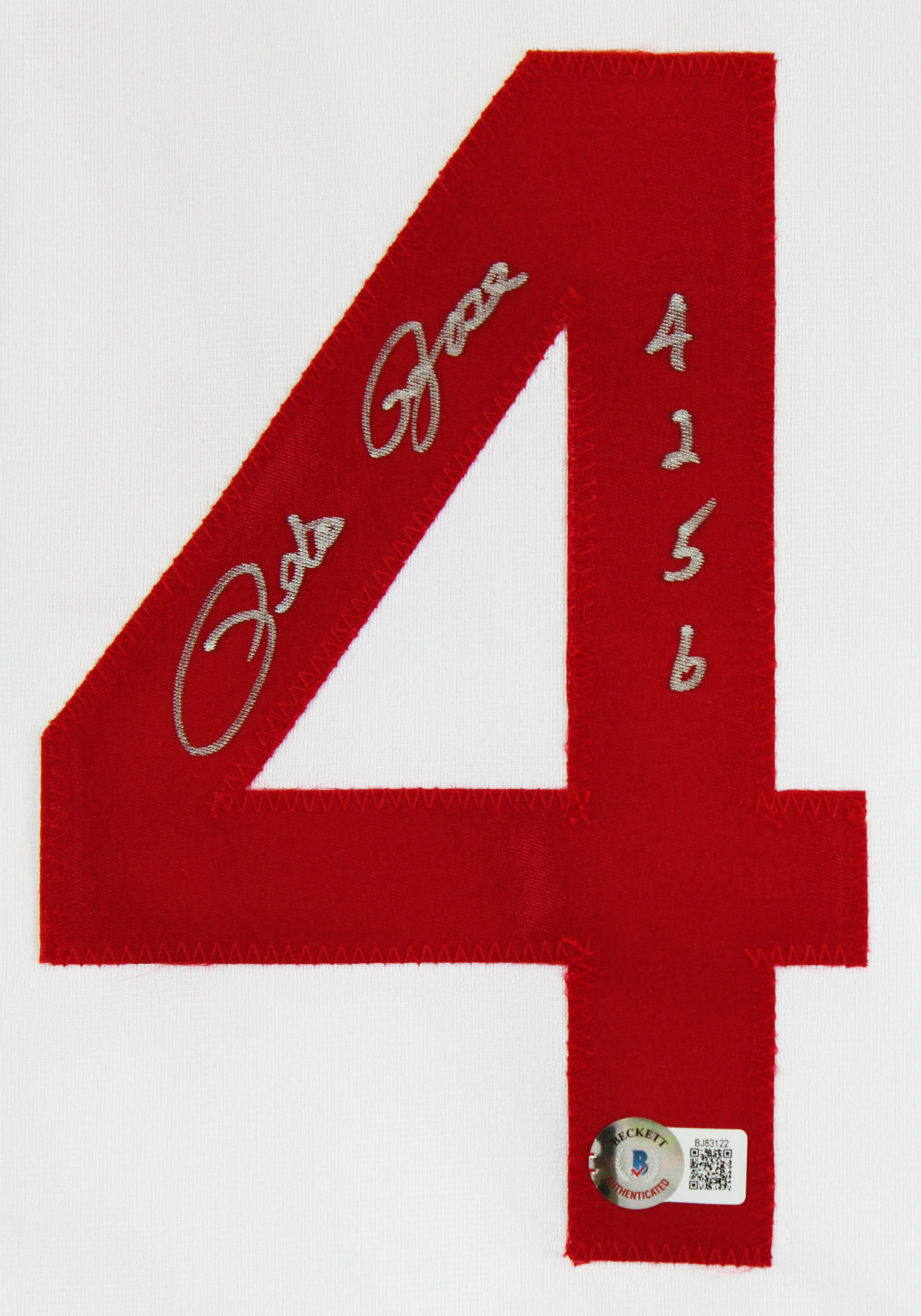 Pete Rose "4256" Authentic Signed White Pro Style Jersey Autographed BAS 4 - Image 3