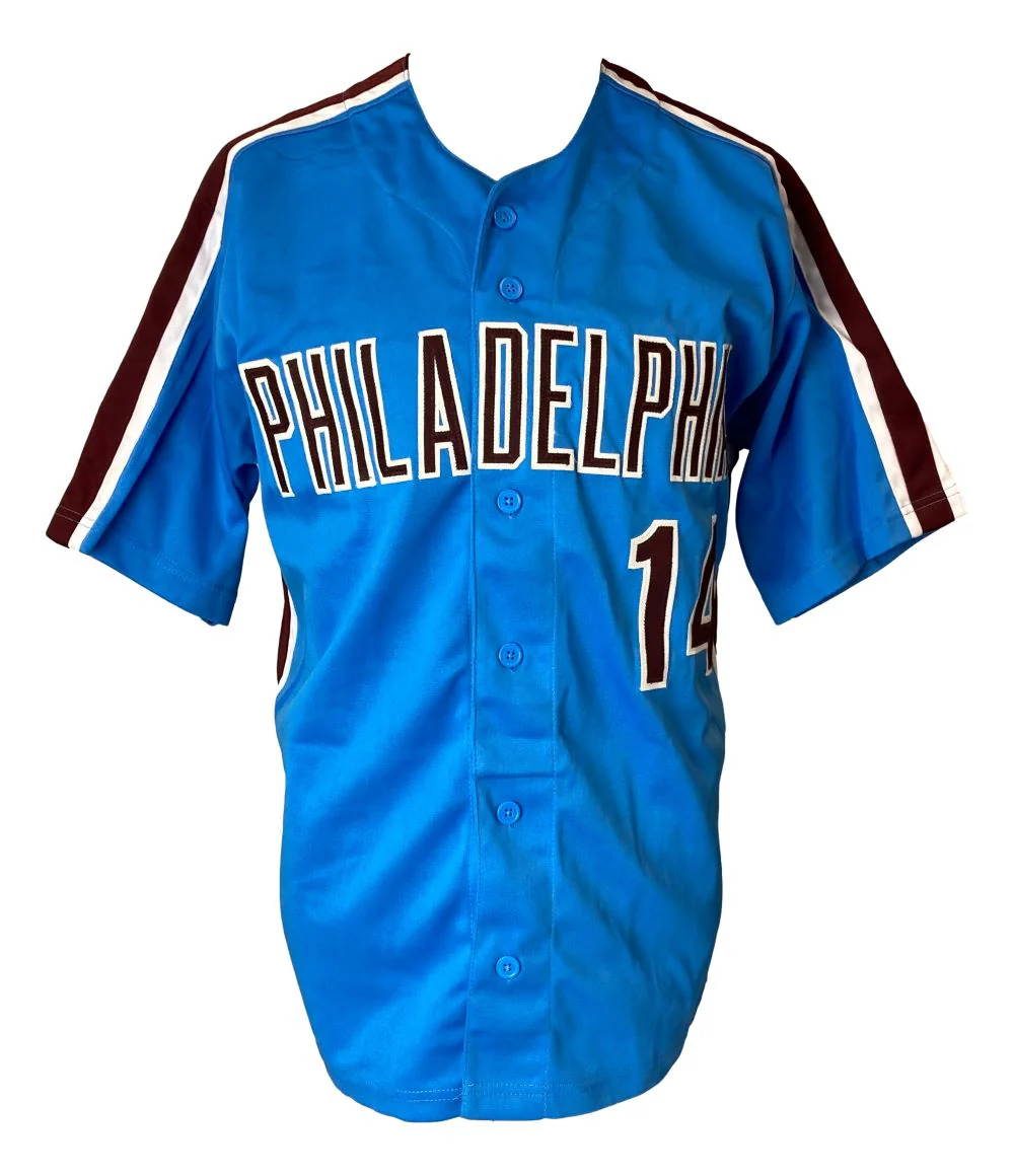 Pete Rose Philadelphia Signed Blue Baseball Jersey JSA Hologram - Image 3