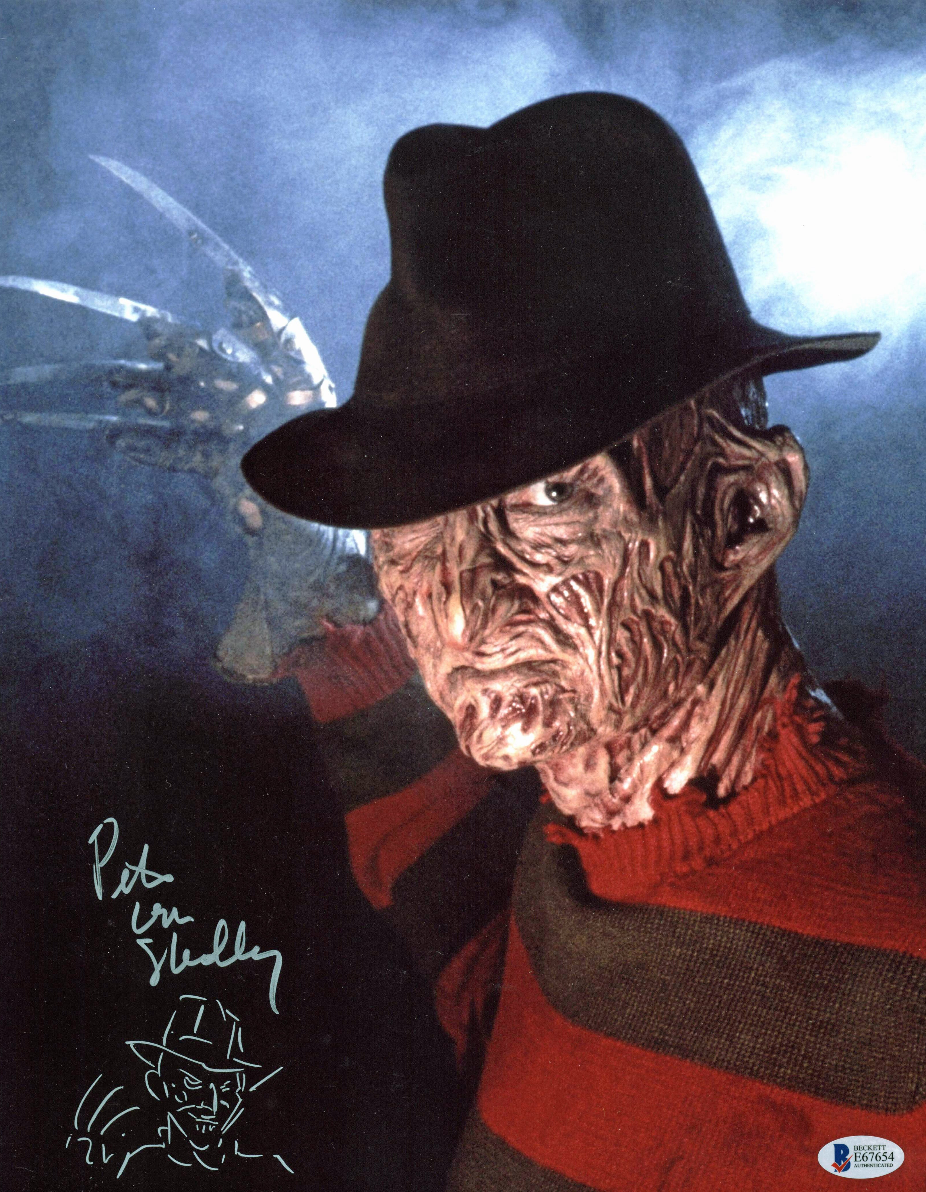 Pete Von Sholly Freddy Krueger Authentic Signed 11x14 Photo w/ Sketch BAS E67654 - Image 2