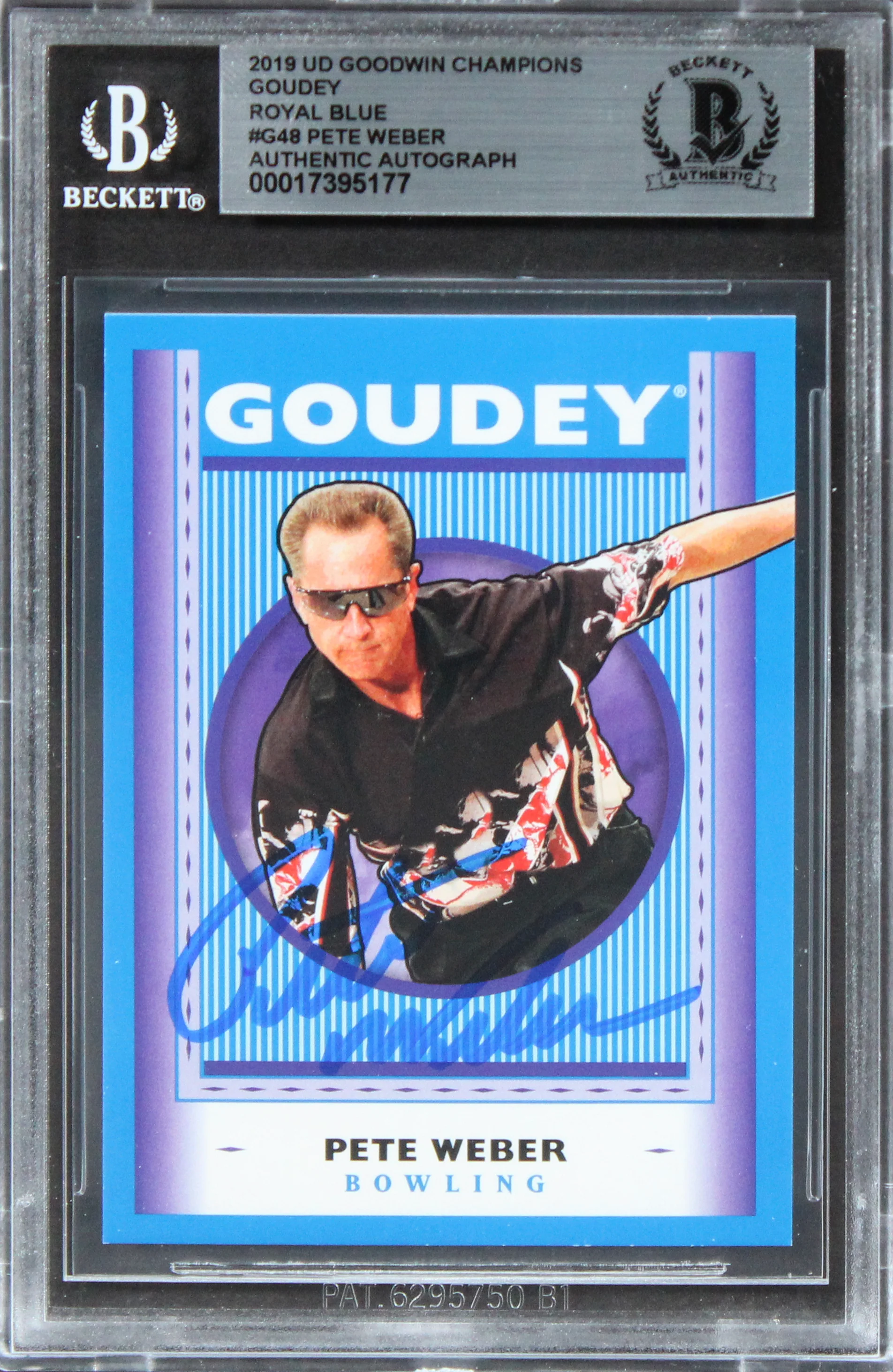 Pete Weber Signed 2019 UD Goodwin Champions Goudey Royal Blue #G48 Card BAS Slab - Image 2
