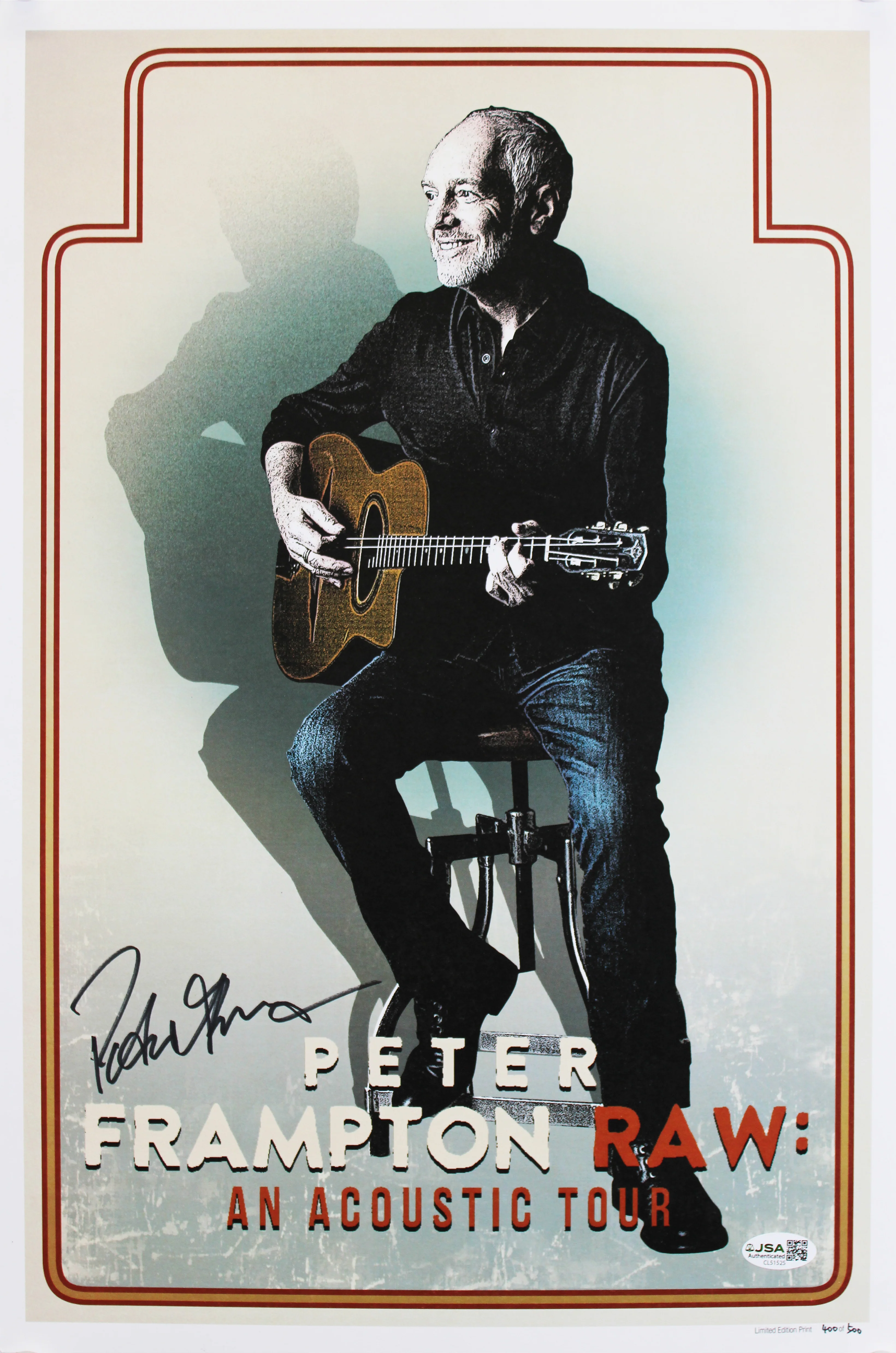 Peter Frampton Authentic Signed 12x18 Raw: An Acoustic Tour Poster JSA #CL51525 - Image 2