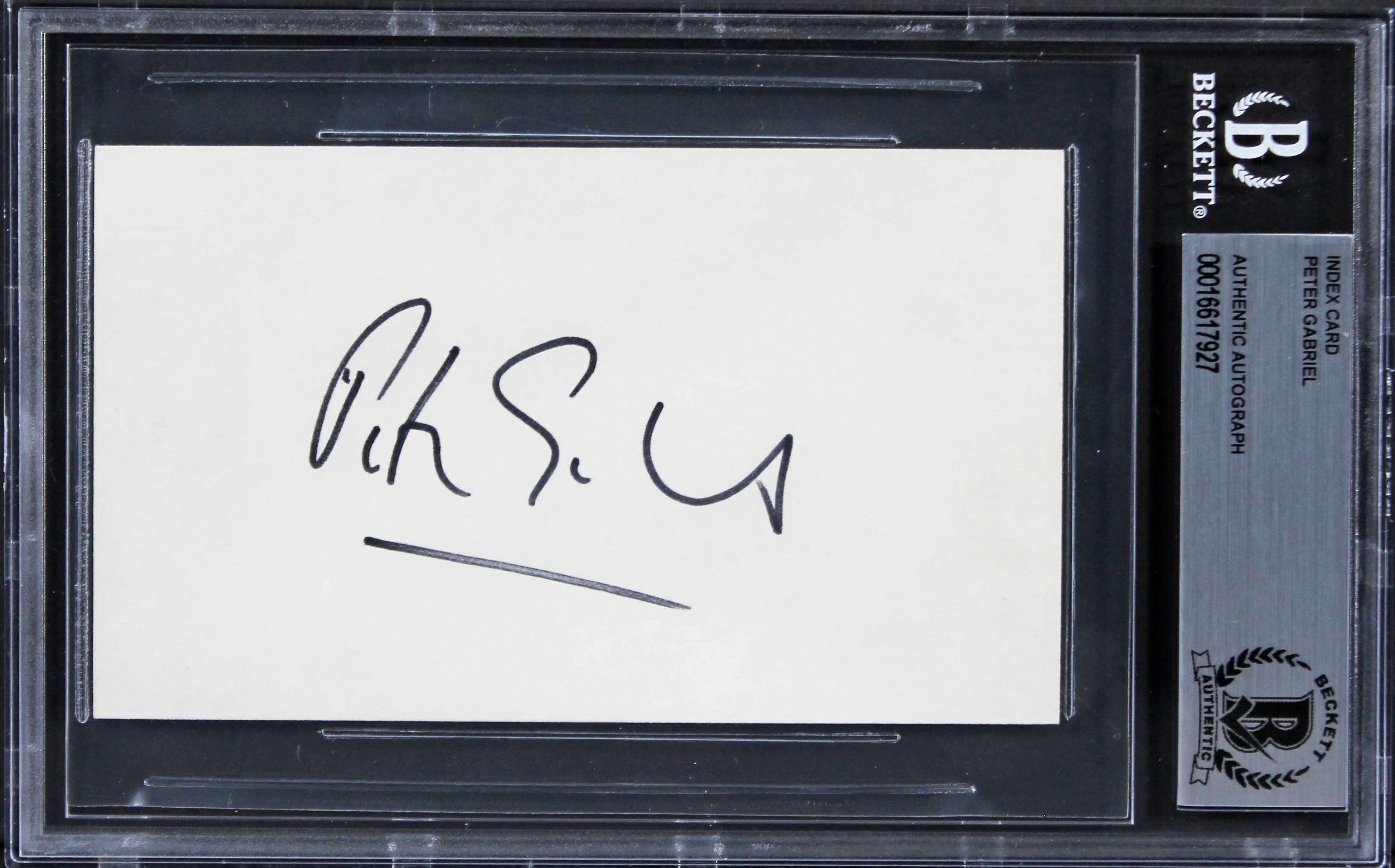 Peter Gabriel Genesis Authentic Signed 3x5 Index Card Autographed BAS Slabbed - Image 2