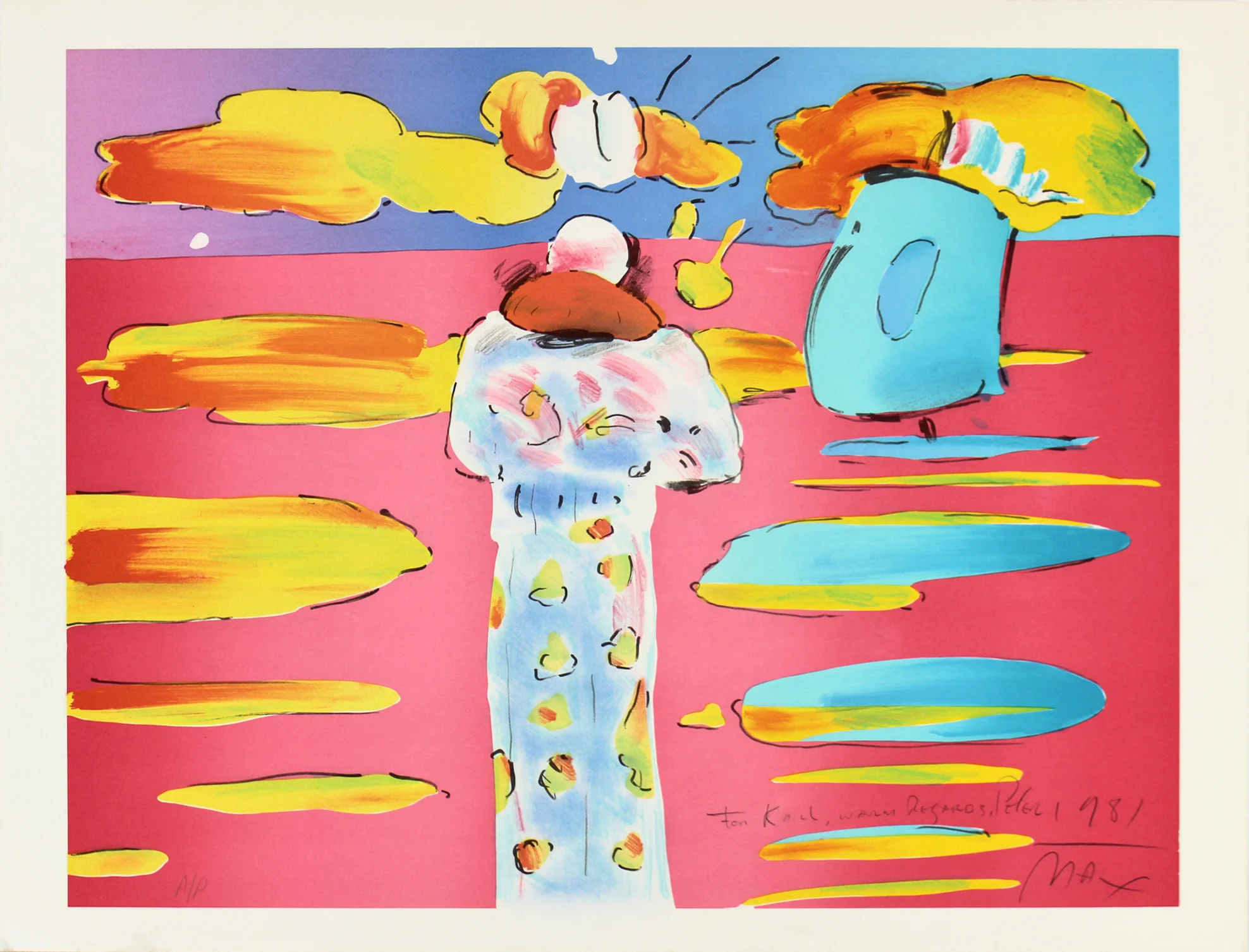 Peter Max "Warm Regards 1981" Authentic Signed 21.5x28 Artist Proof BAS #A72875 - Image 2
