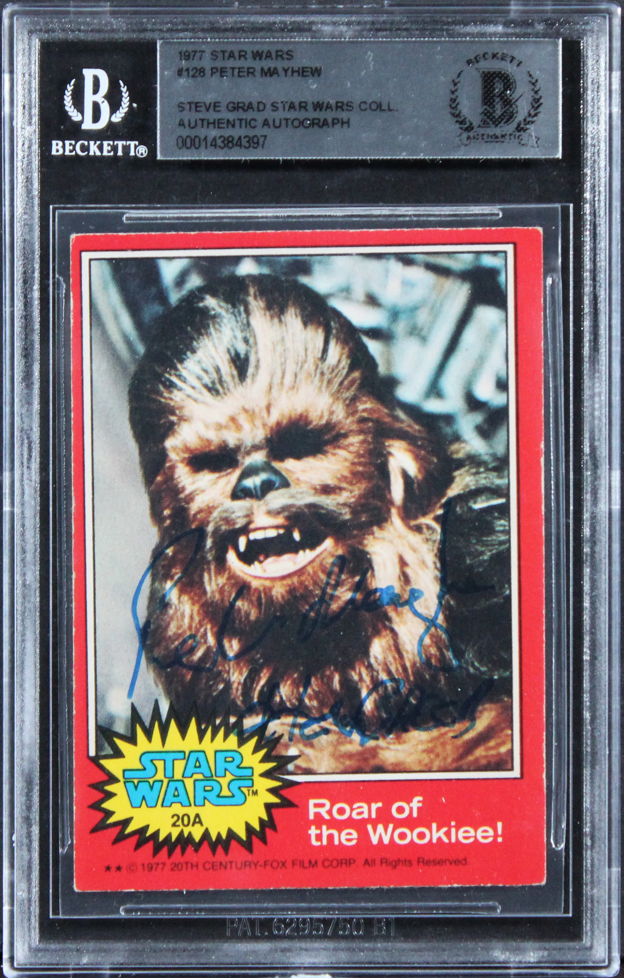 Peter Mayhew Star Wars "Chewbacca" Signed 1977 Star Wars #128 Card BAS Slabbed - Image 2