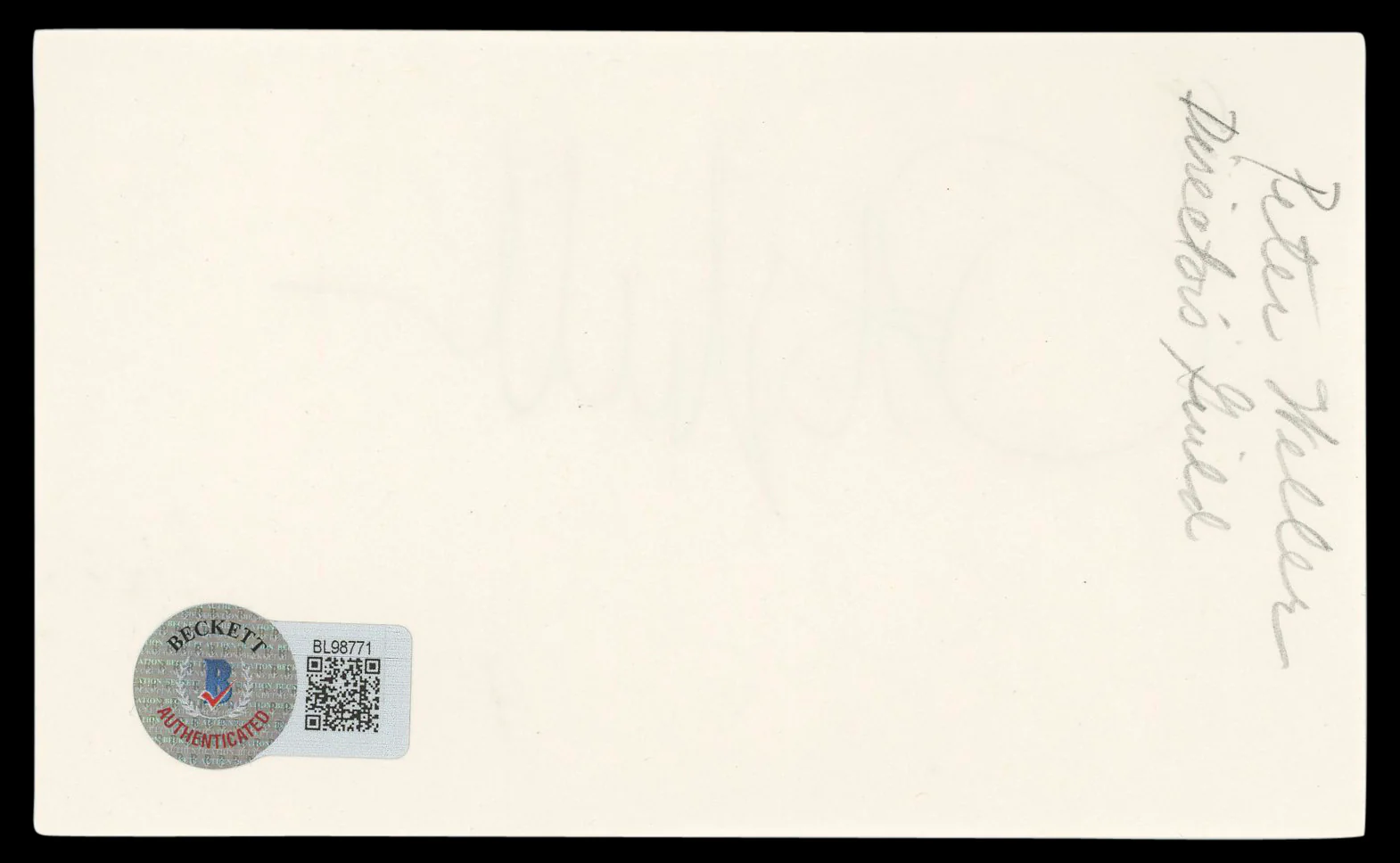 Peter Weller RoboCop Authentic Signed 3x5 Index Card Autographed BAS #BL98771 - Image 3