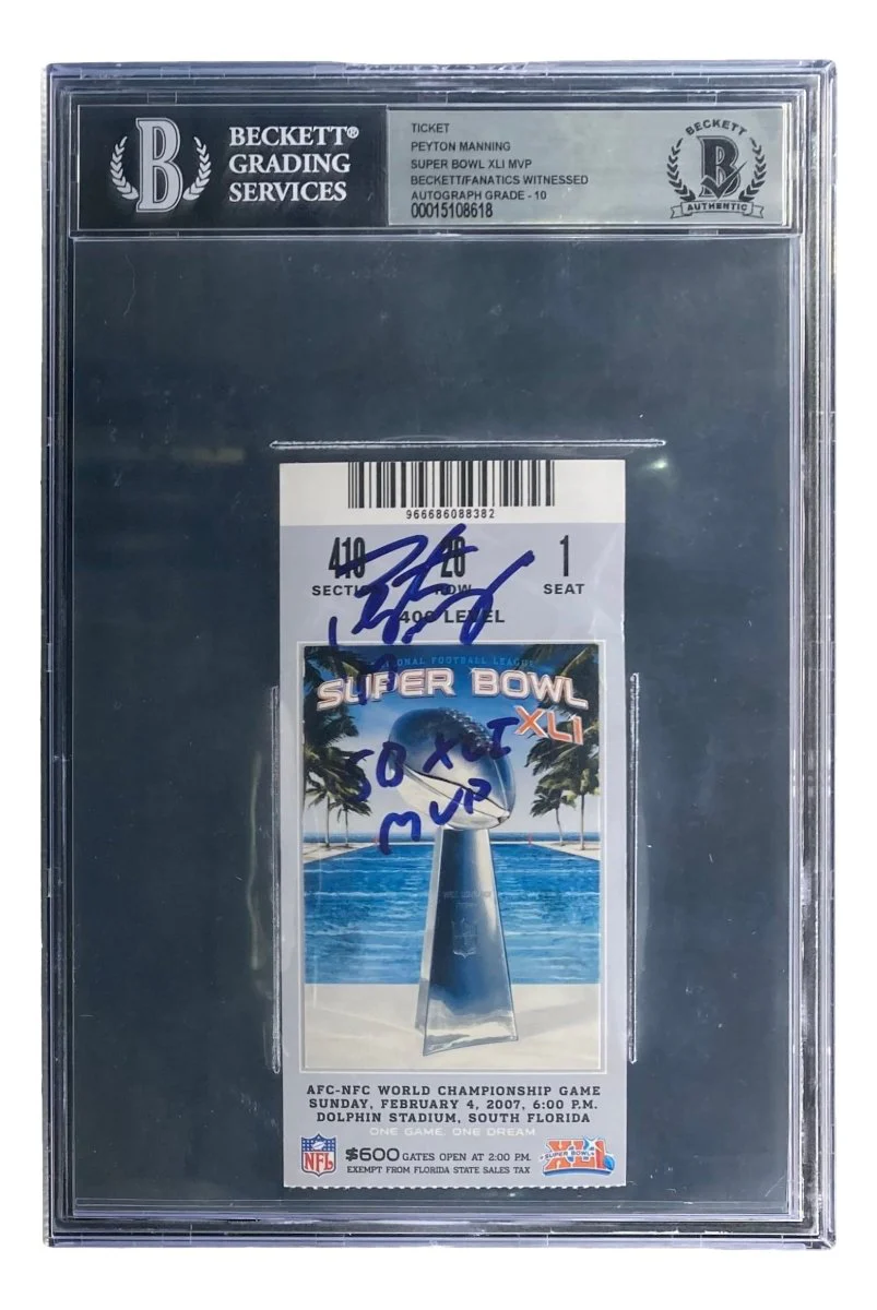Peyton Manning Signed Colts Super Bowl XLI Ticket SB XLI MVP Insc BAS Auto 10 - Image 4