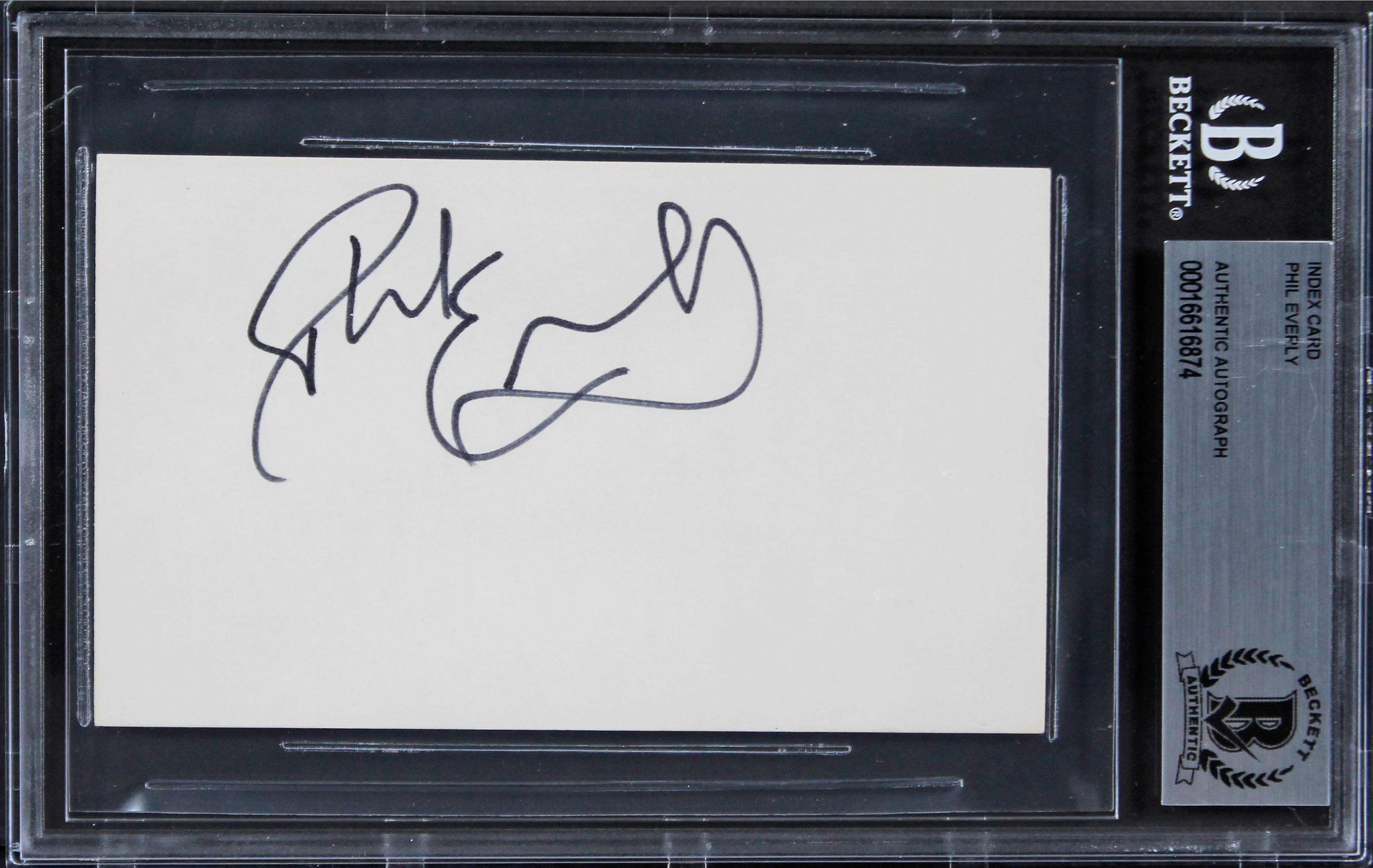 Phil Everly The Everly Brothers Authentic Signed 3x5 Index Card BAS Slabbed - Image 2