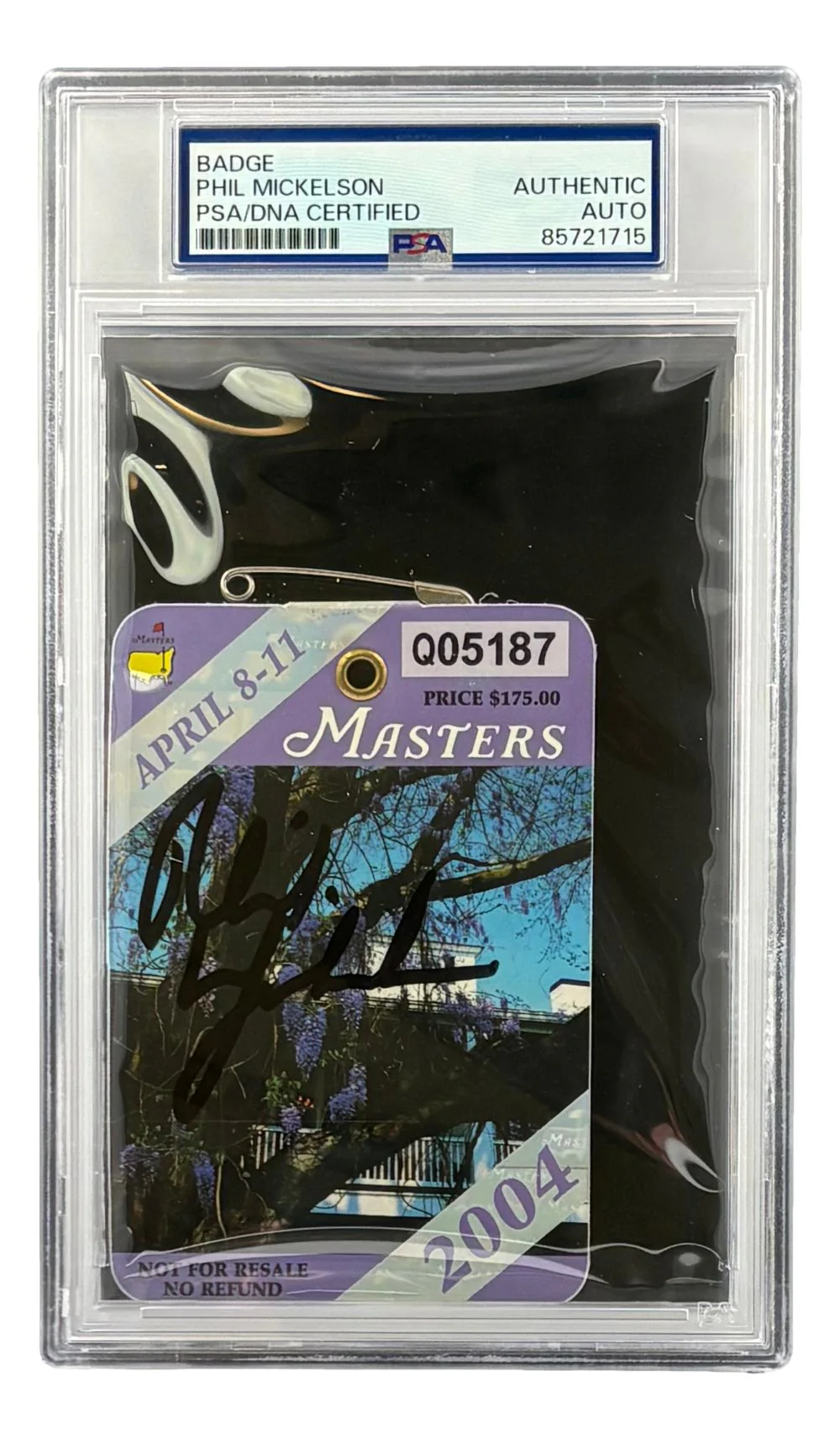 Phil Mickelson Signed 2004 Masters Augusta National Ticket PSA 85721715