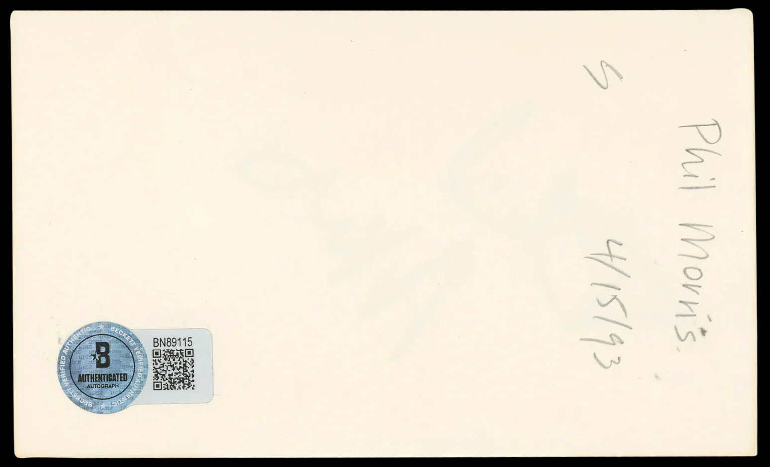 Phil Morris Meet the Spartans Authentic Signed 3x5 Index Card BAS #BN89115 - Image 3