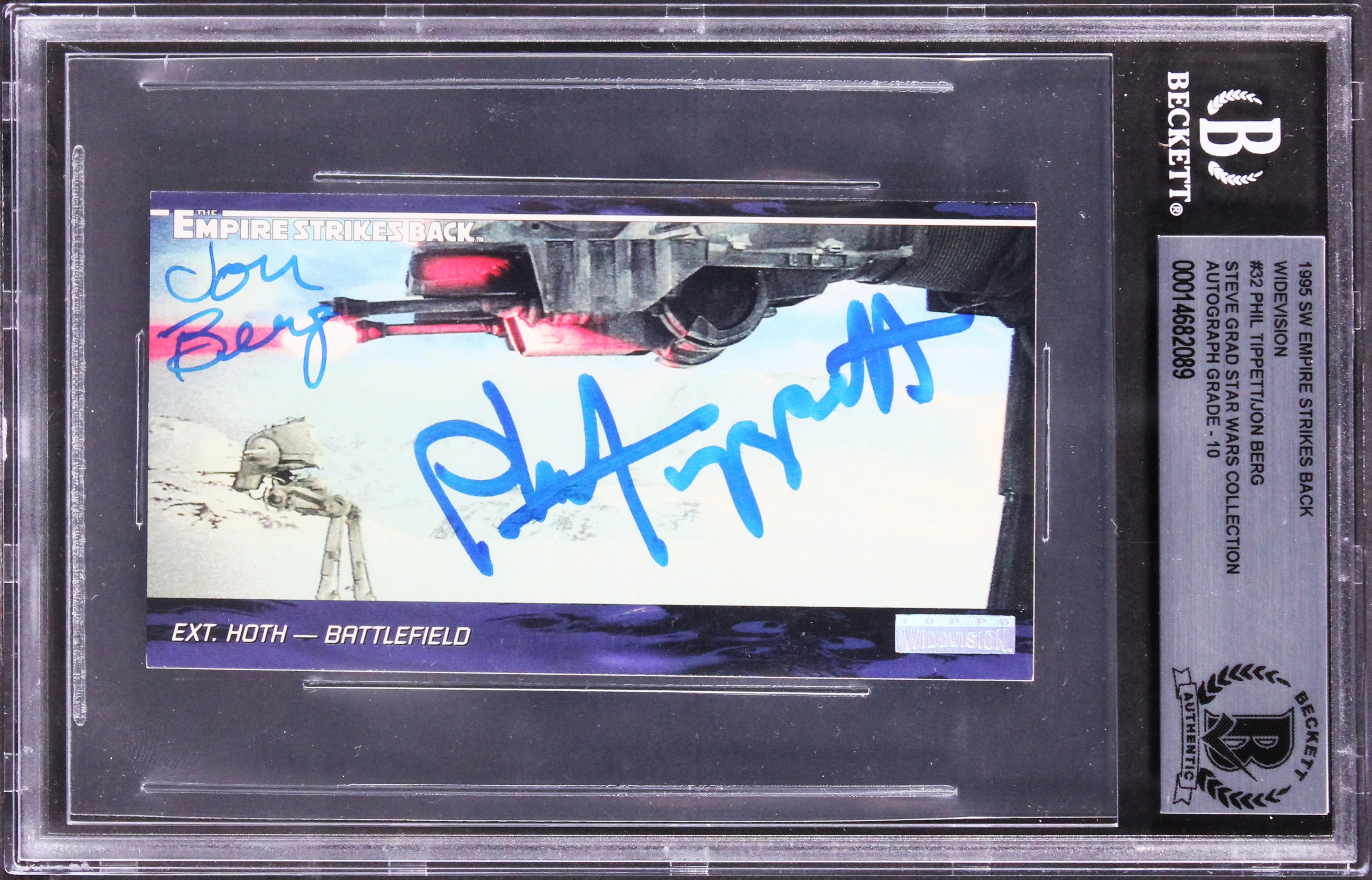 Phil Tippett, Jon Berg Signed 1995 SW ESB Widevision #32 Card Auto 10! BAS Slab - Image 2